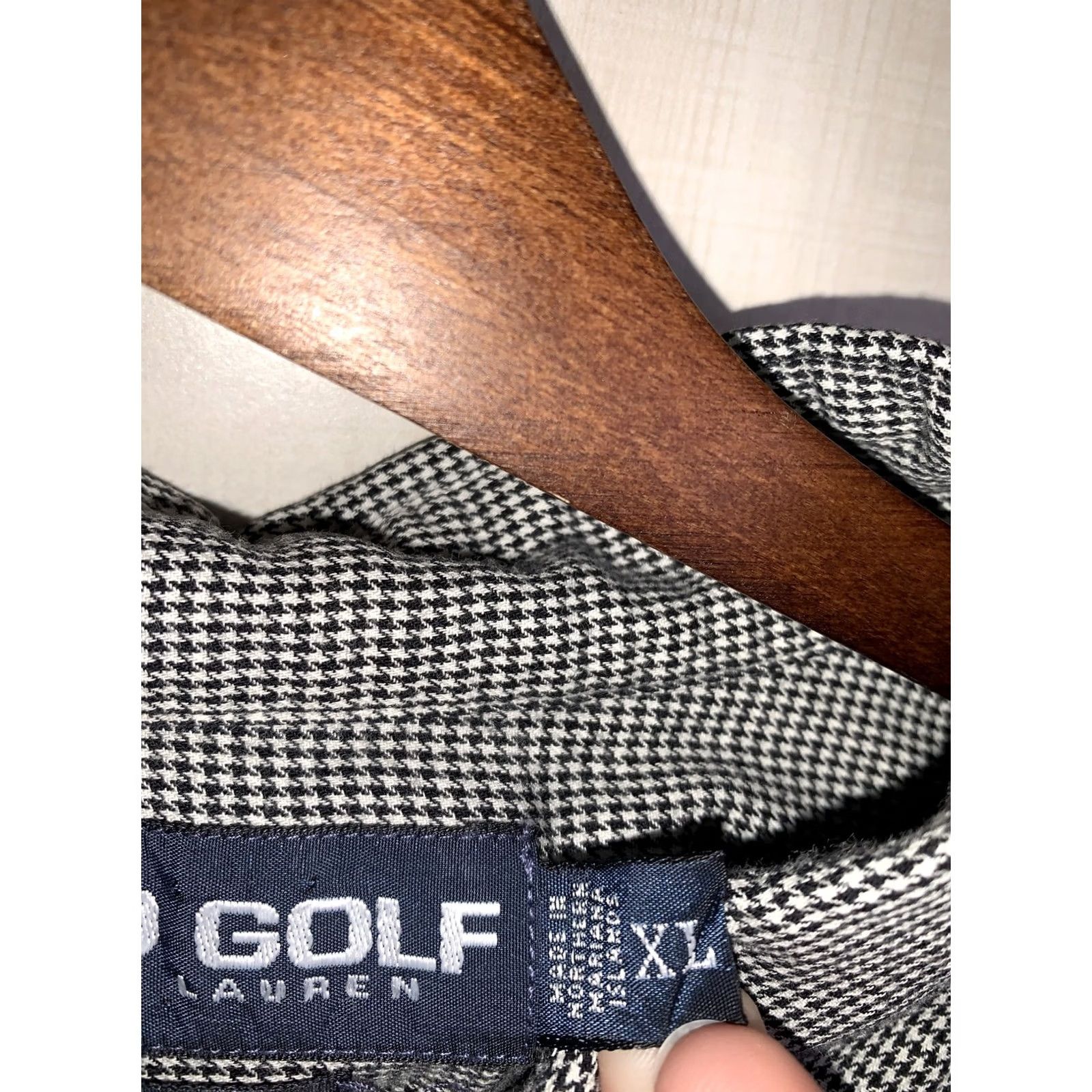 Vintage Vintage Polo Golf Polo Shirt Mens XL Black White Houndstooth Button Front Oxford 100% Cotton Size US XL / EU 56 / 4 - 3 Thumbnail
