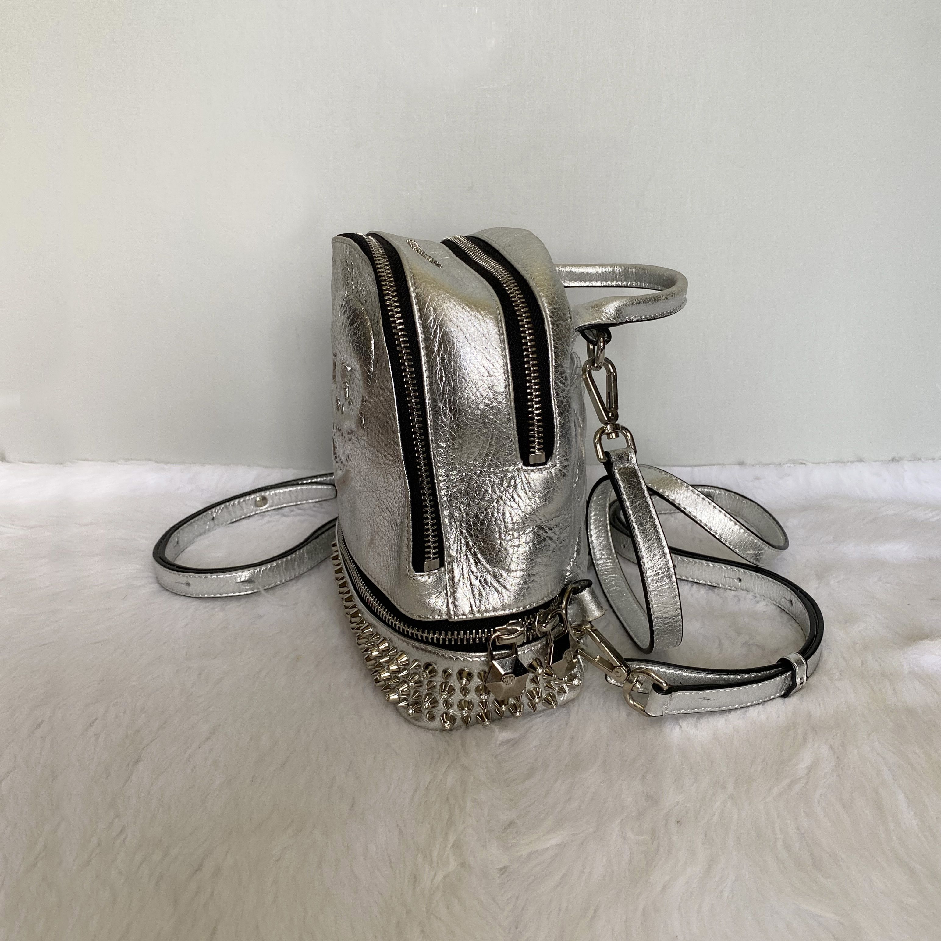 Philipp Plein Mini Cornelia Silver Crystal Studded Skull Leather Backpack Size ONE SIZE - 3 Thumbnail