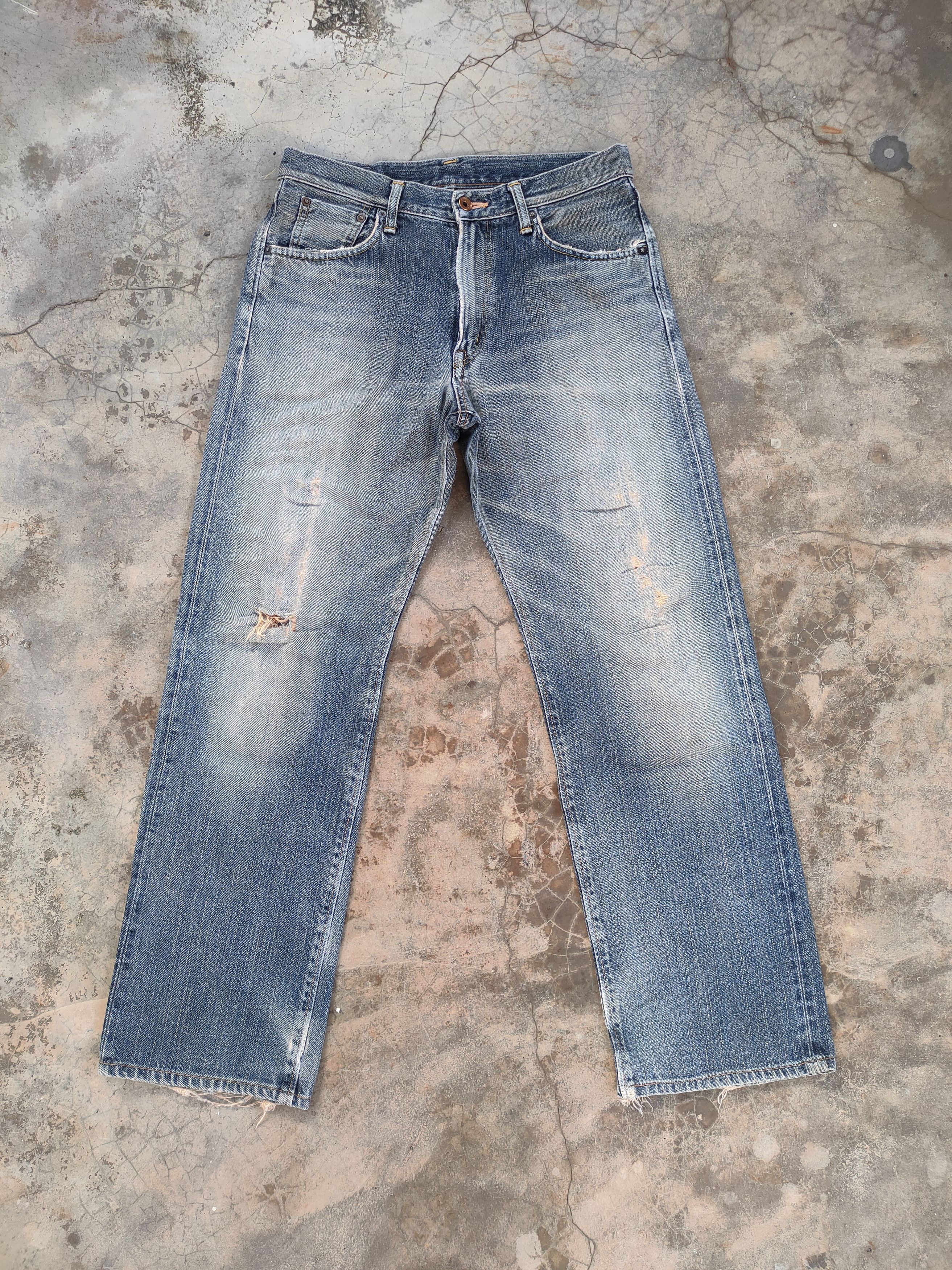 Edwin W31 VINTAGE EDWIN 505 ZX FADED RUSTY DISTRESSED JEAN DENIM Size US 31 - 2 Thumbnail