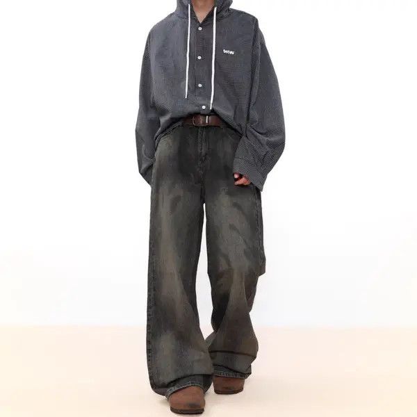 Japanese Brand VIBE Washed and distressed high street straight leg jeans Size US 34 / EU 50 - 4 Thumbnail