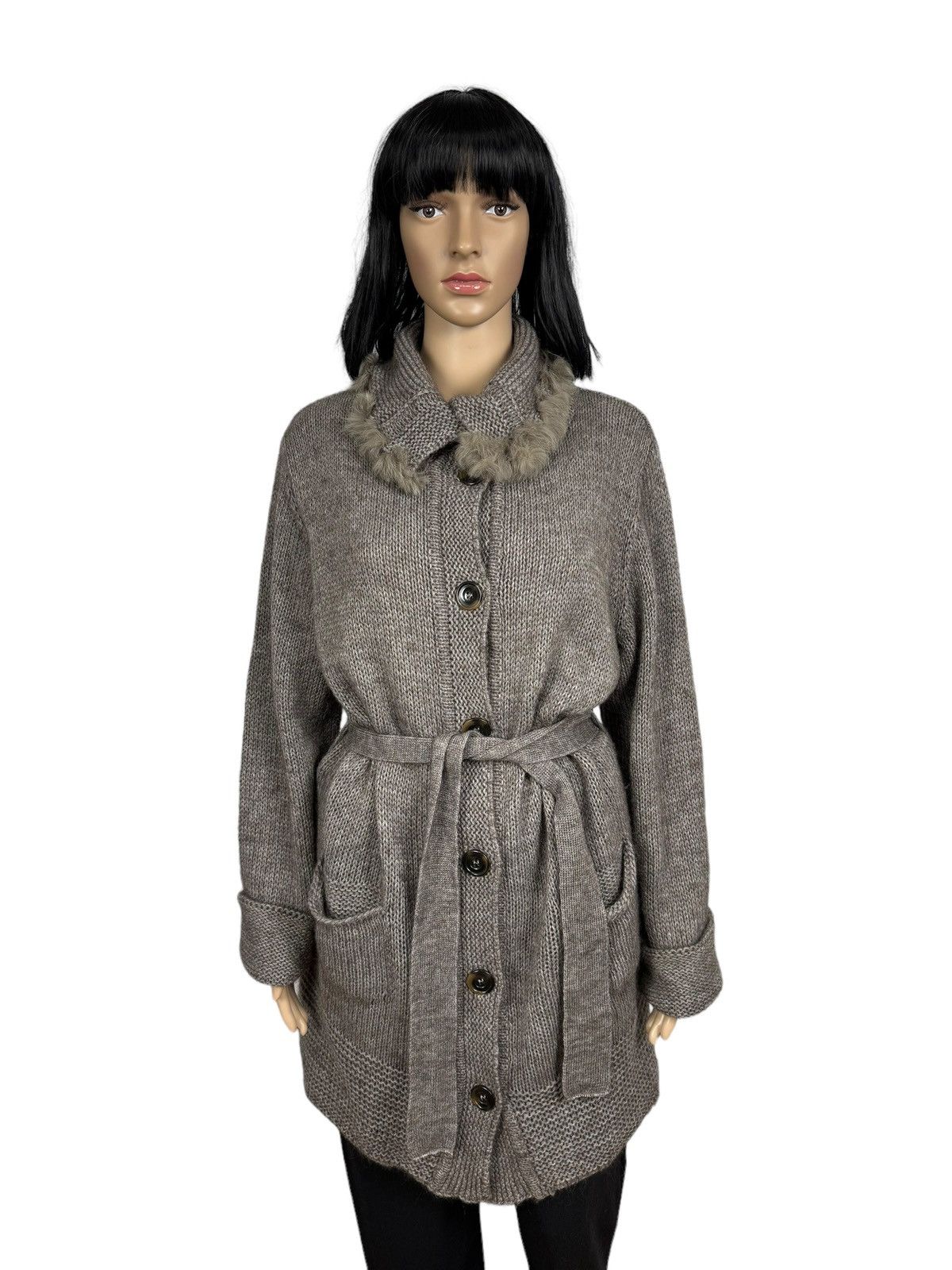 Persona by Marina Rinaldi Mohair-Acrylic Belted Cardigan