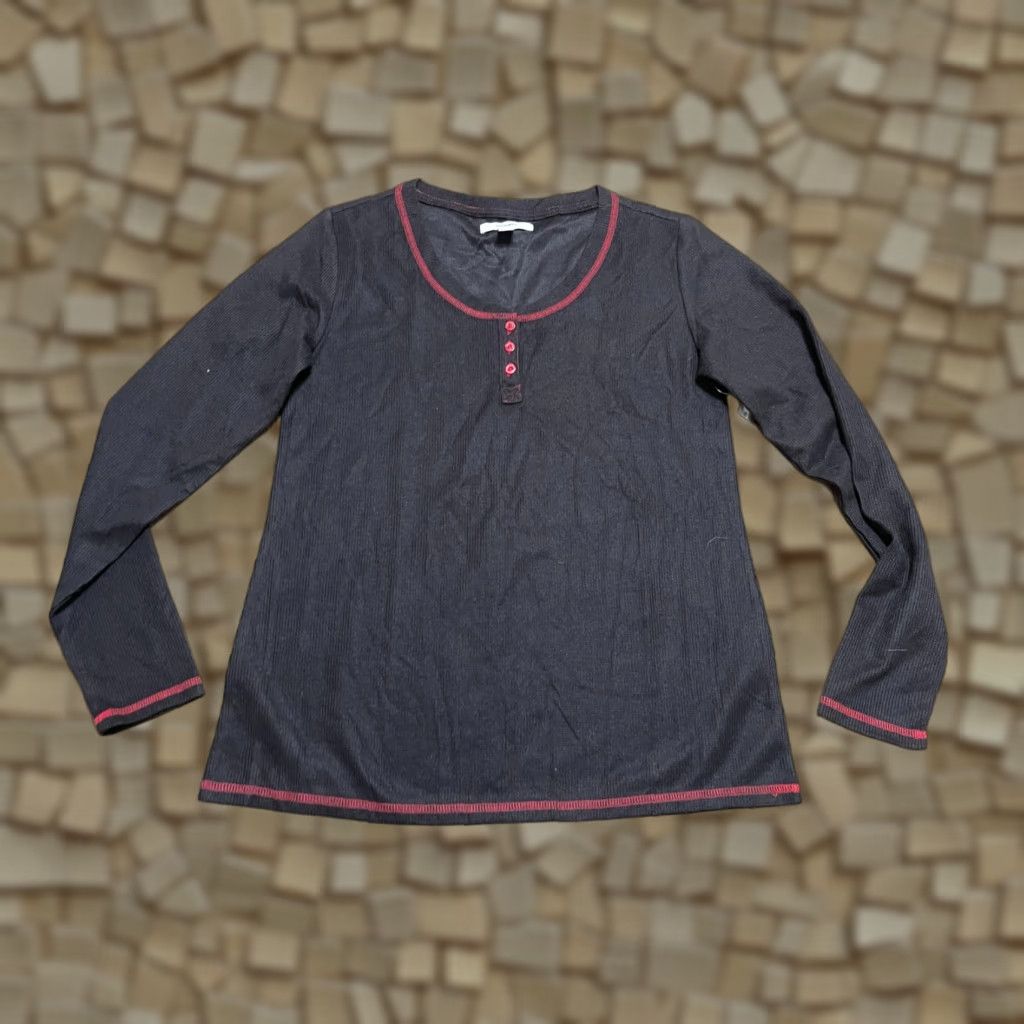 Vintage Sonoma Shirt Women's Small Black Red Long Sleeve 1/4 Button Pullover Casual Size S / US 4 / IT 40 - 1 Thumbnail