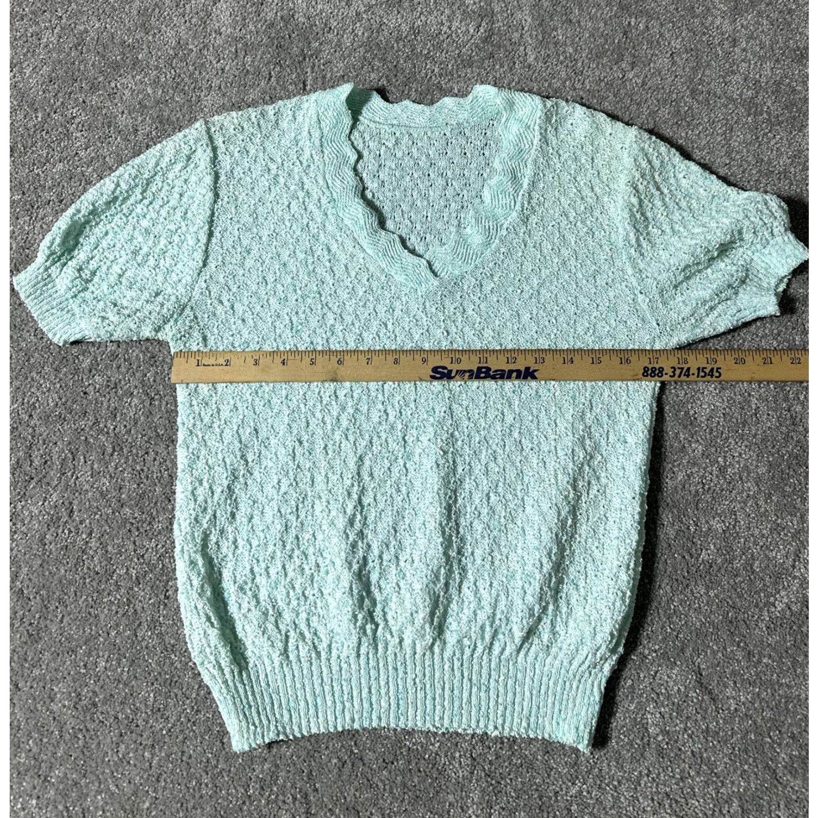Vintage VINTAGE 1980s Popcorn Sweater Womens Small Grandma Soft Girl Mermaid Pastel Green Retro Secretary/Geek S Size S / US 4 / IT 40 - 4 Thumbnail