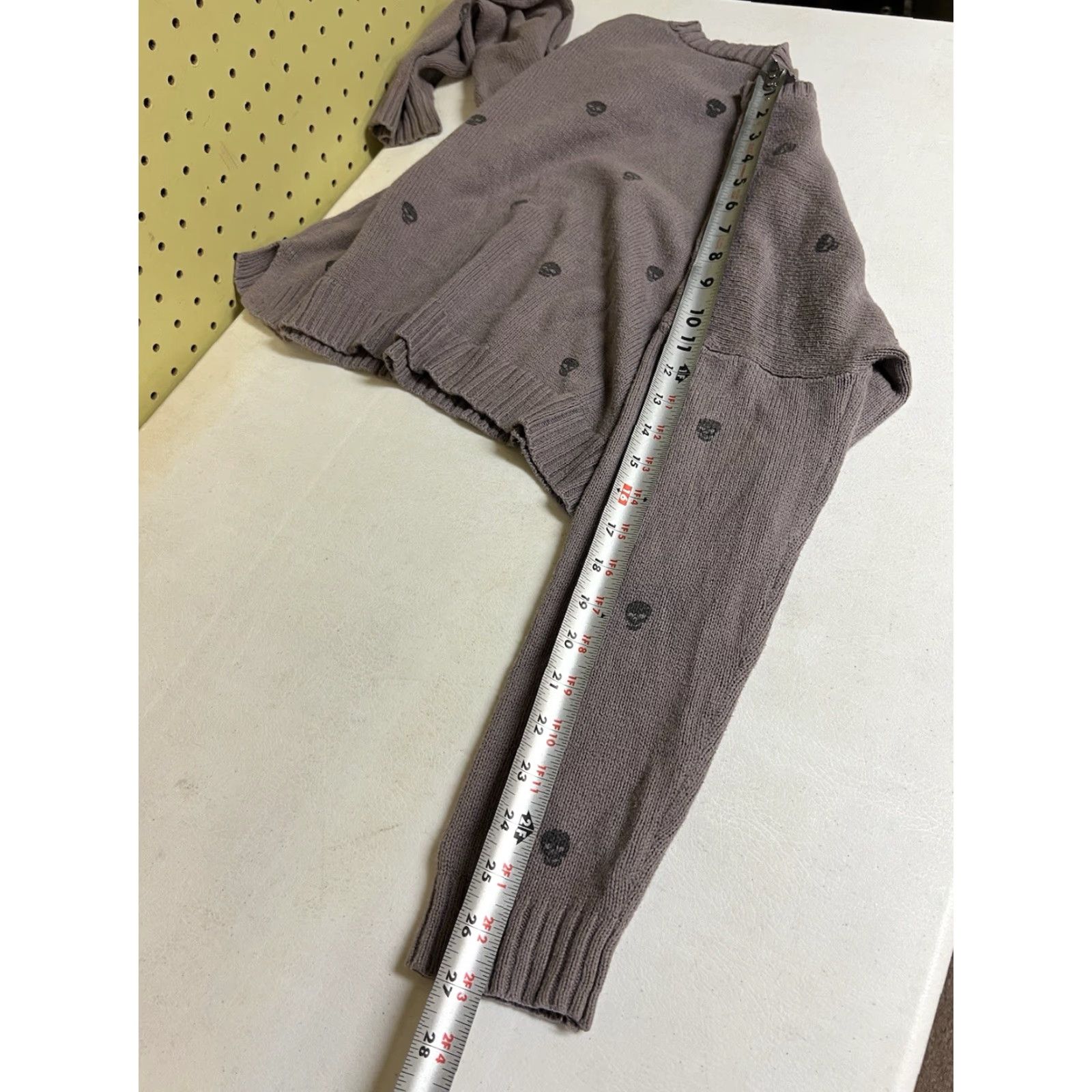 Vintage Sincerely Jules SweatEr Crewneck Pullover Crop Skull Knit Cotton Blend Women M Gray Taupe Regular Long Sleeve Casual Sweatshirt Size M / US 6-8 / IT 42-44 - 5 Thumbnail