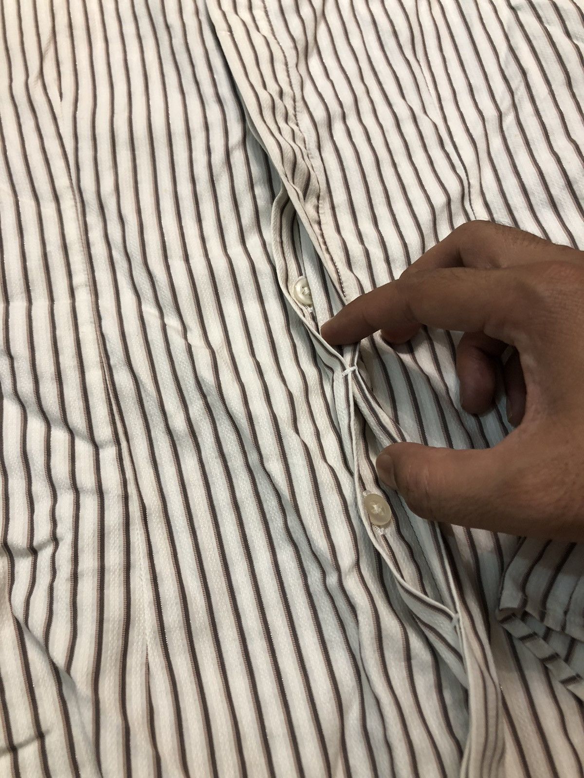 14th Addiction × KMRii × Tornado Mart 2000s Tornado Mart - Vertical Stripe Hidden Button L/S Shirt Size US M / EU 48-50 / 2 - 7 Thumbnail