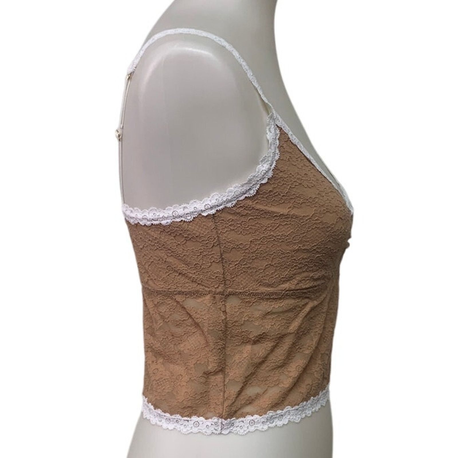 American Eagle Outfitters New American Eagle Womens XXL Tan Vintage Lace Cami Bra Size ONE SIZE - 3 Thumbnail