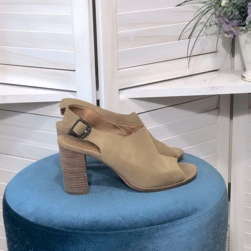 Madewell Madewell suede leather beige sling back peep toe sandals 8.5 Size US 8.5 / IT 38.5 - 1 Thumbnail