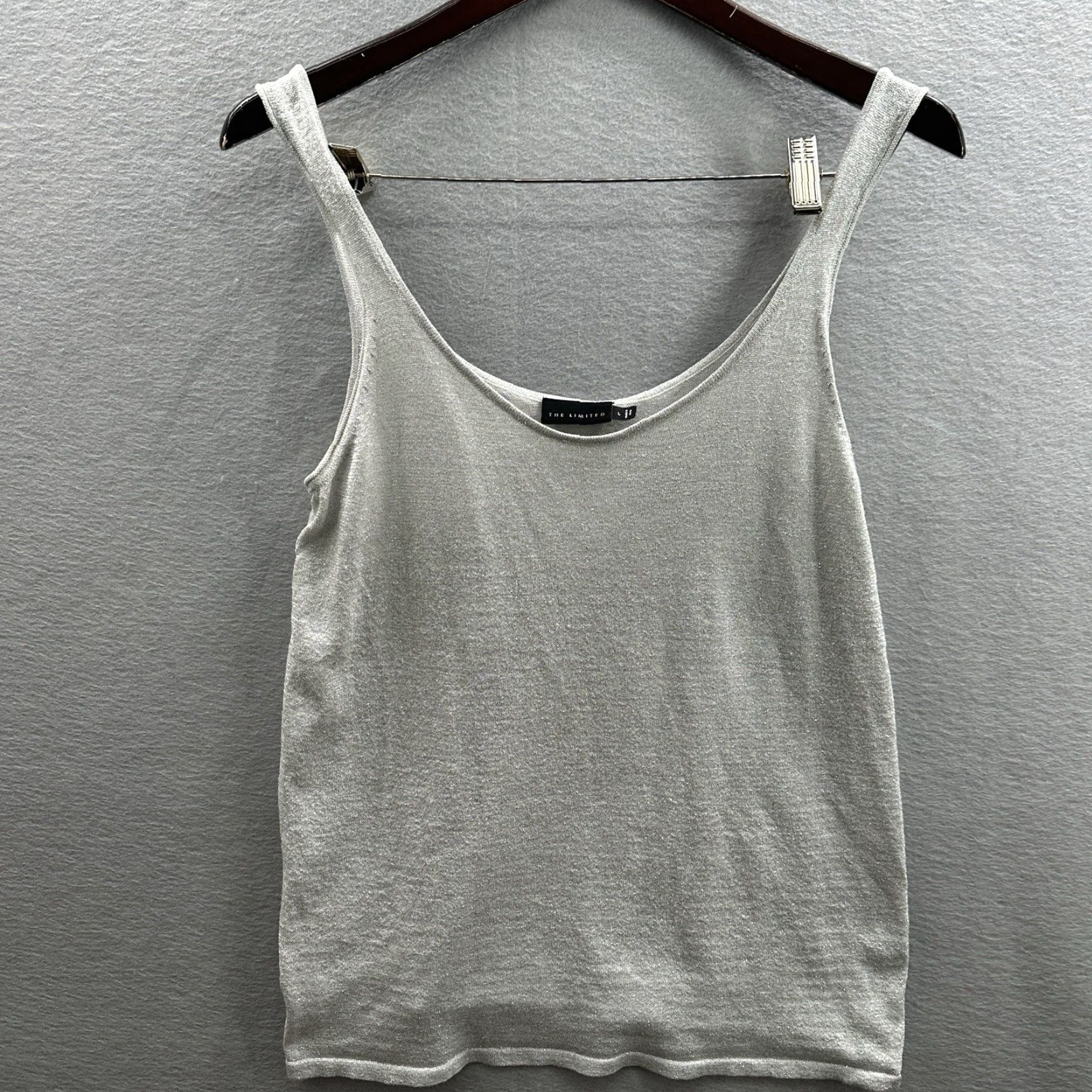 Vintage VINTAGE The Limited Silk Knit Tank Top Womens L Silver Cropped Y2K Silk Tank Womens Luxury Knit Sleeveless Scoop Neck Pullover Wide Strap Size L / US 10 / IT 46 - 3 Thumbnail