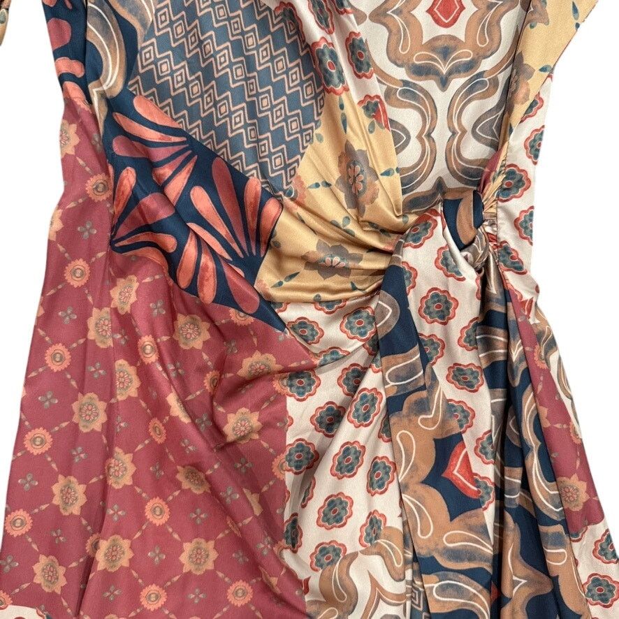 MISA Los Angeles MISA Los Angeles Eliza Patchwork Wrap Dress in Brown, Size S Size S / US 4 / IT 40 - 5 Thumbnail