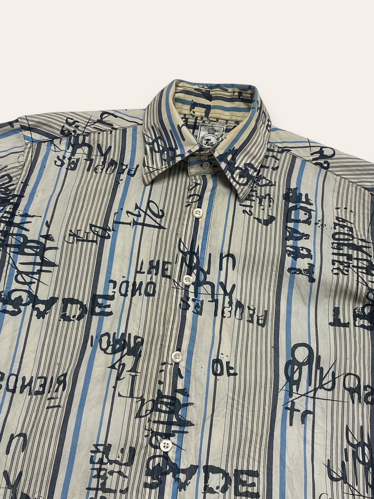Hysteric Glamour Vintage YIN WEY Striped Avant Garde y2k Button Up Size US L / EU 52-54 / 3 - 2 Thumbnail
