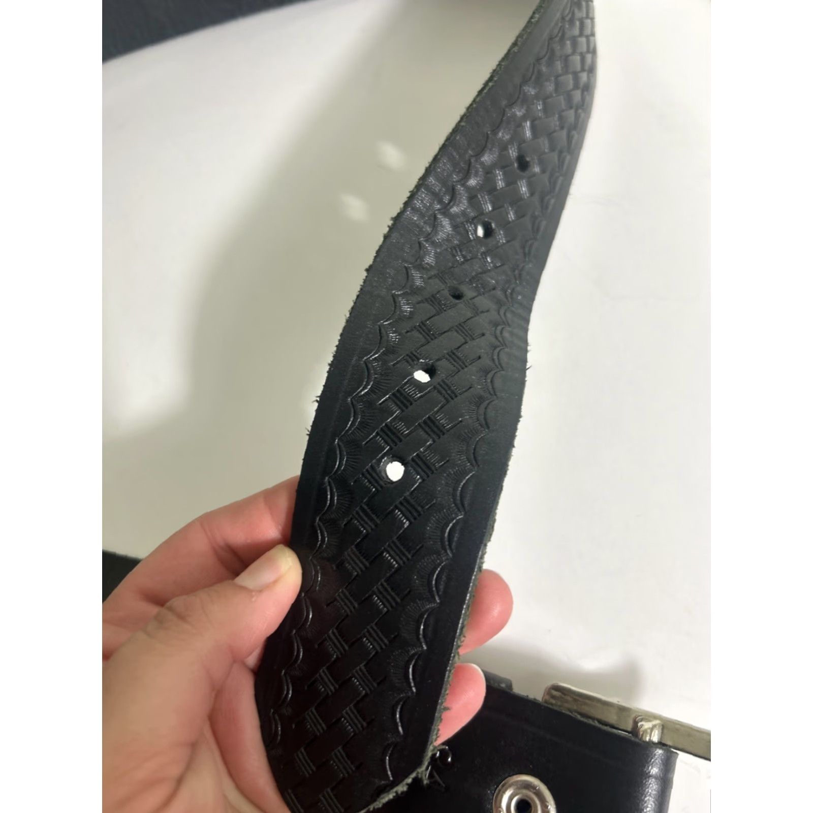 Vintage Blumenthal Belt Leather Black Size 34 Embossed Men Belt Size 34 - 6 Thumbnail