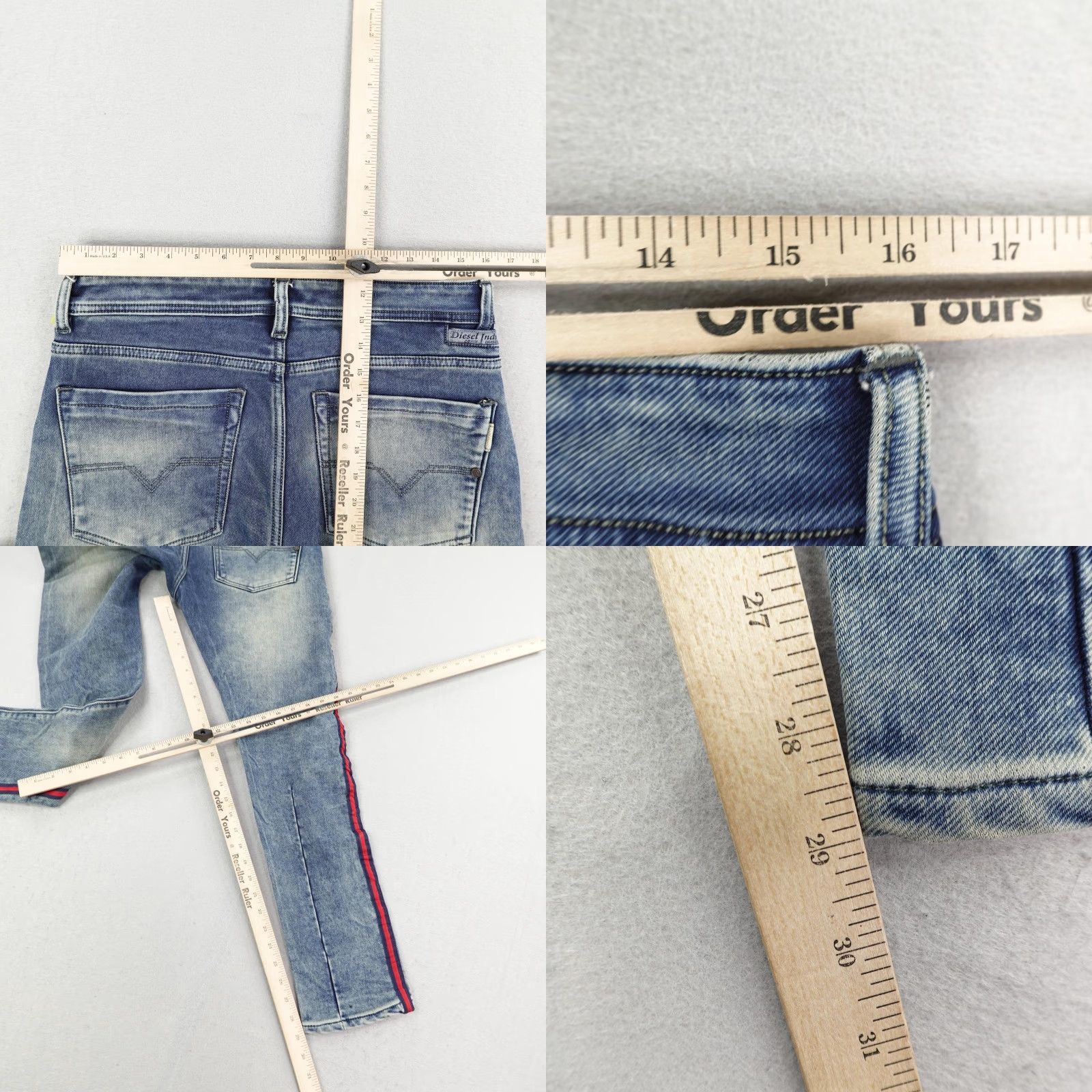Diesel Diesel Jeans Mens Jeans 32 Blue Denim Side Stripe Straight Leg Denim Faded Pants Size US 32 / EU 48 - 8 Thumbnail