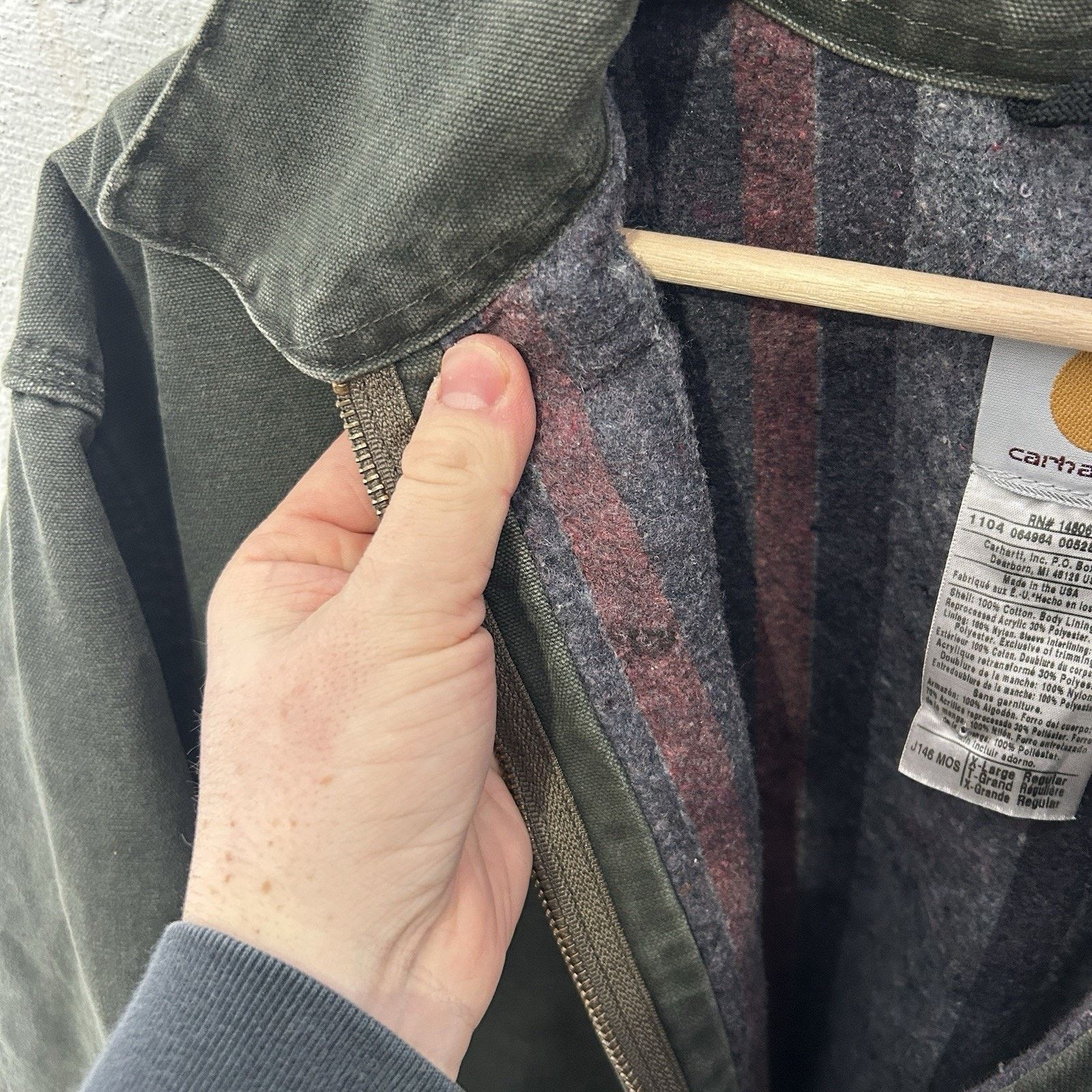 Carhartt Vintage Carhartt Blanket-Lined Detroit Jacket “Moss” J146 Size US XL / EU 56 / 4 - 14 Thumbnail