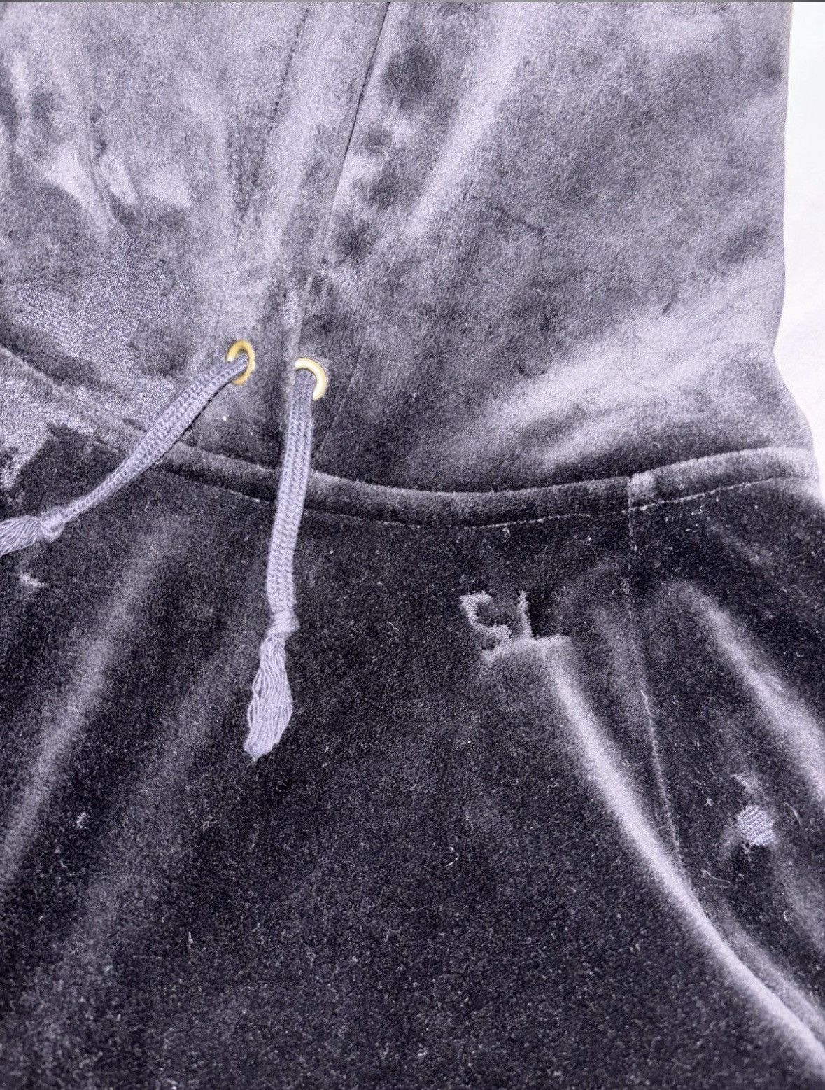 Saint Laurent Velour Distressed Hoodie