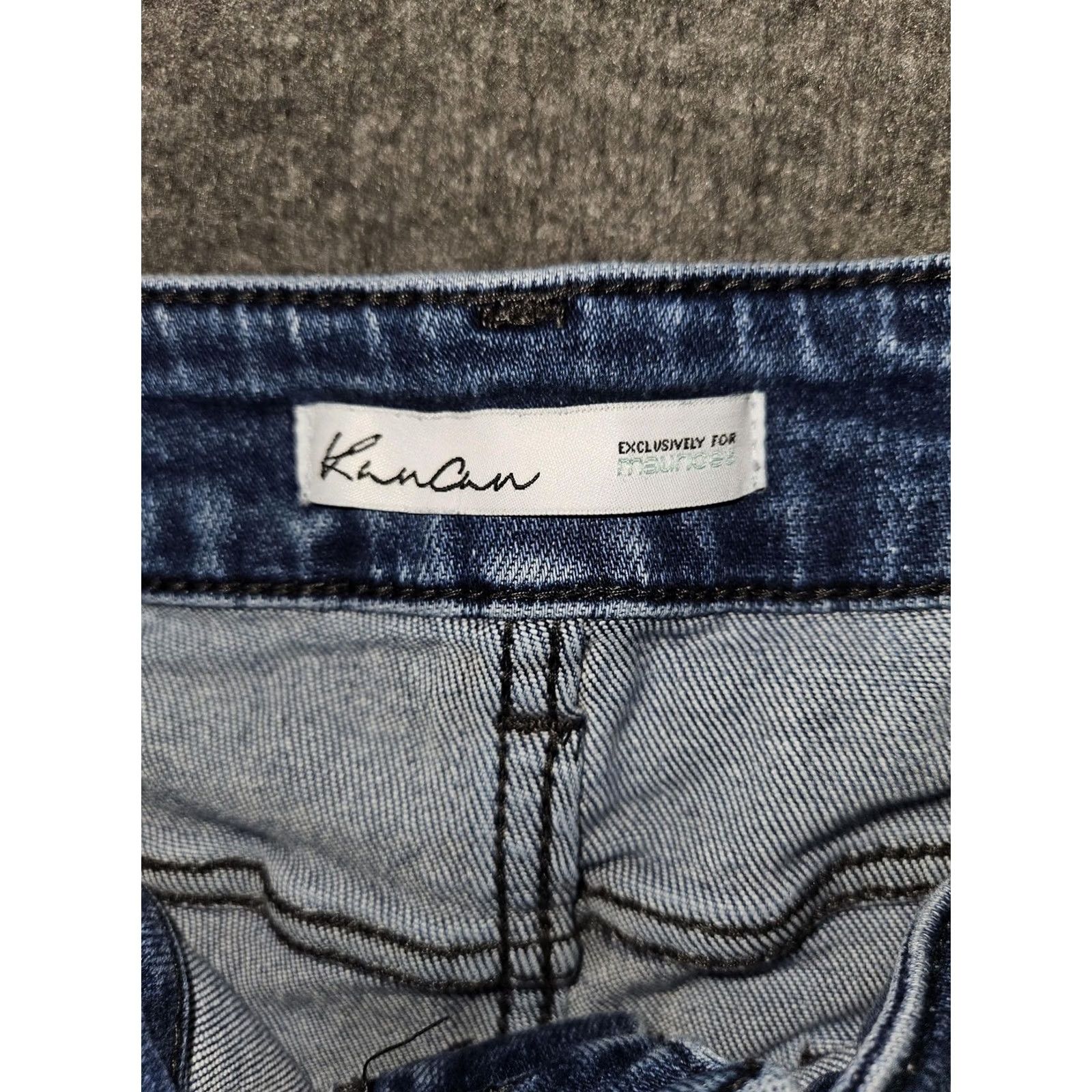 Vintage KanCan Jeans Womens 20 Blue Medium Wash Skinny High Rise Distressed Raw Hem Denim Plus Size 5-Pocket Pockets Stretch Jeans Mens? Size 42" / US 20 - 2 Thumbnail