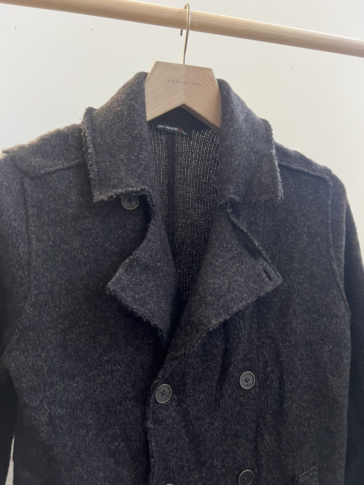 John Varvatos Raw Edge Sweater Peatcoat STAR USA Size US M / EU 48-50 / 2 - 2 Thumbnail