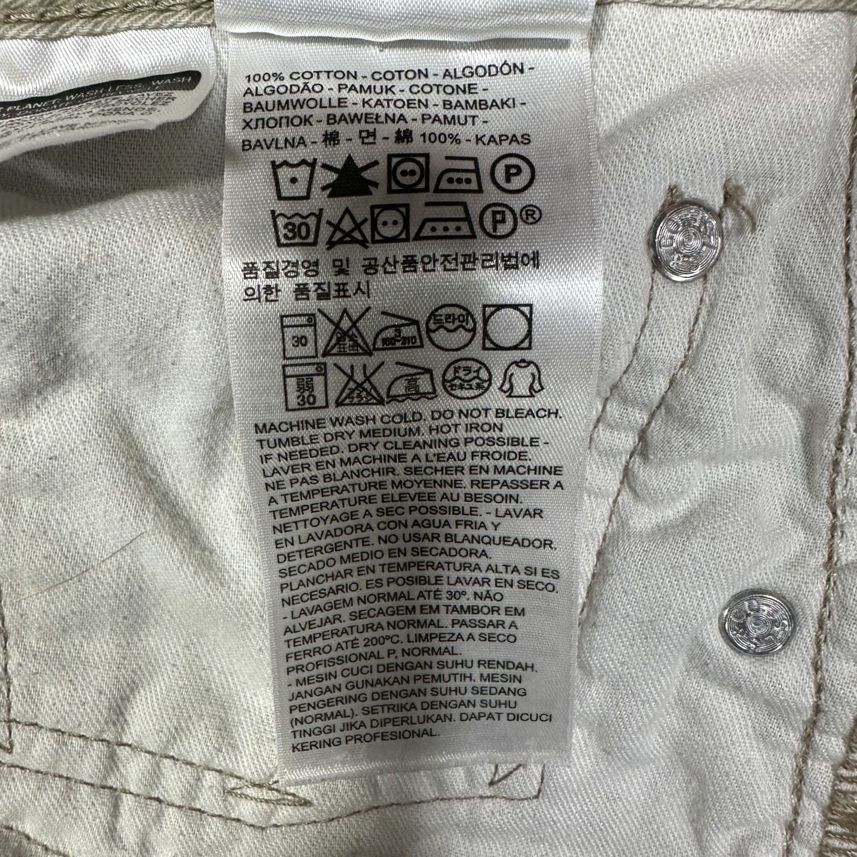 Levi's Levi's 514 Jeans Mens 38 Beige Cotton Straight Leg Pockets Size US 38 / EU 54 - 4 Thumbnail