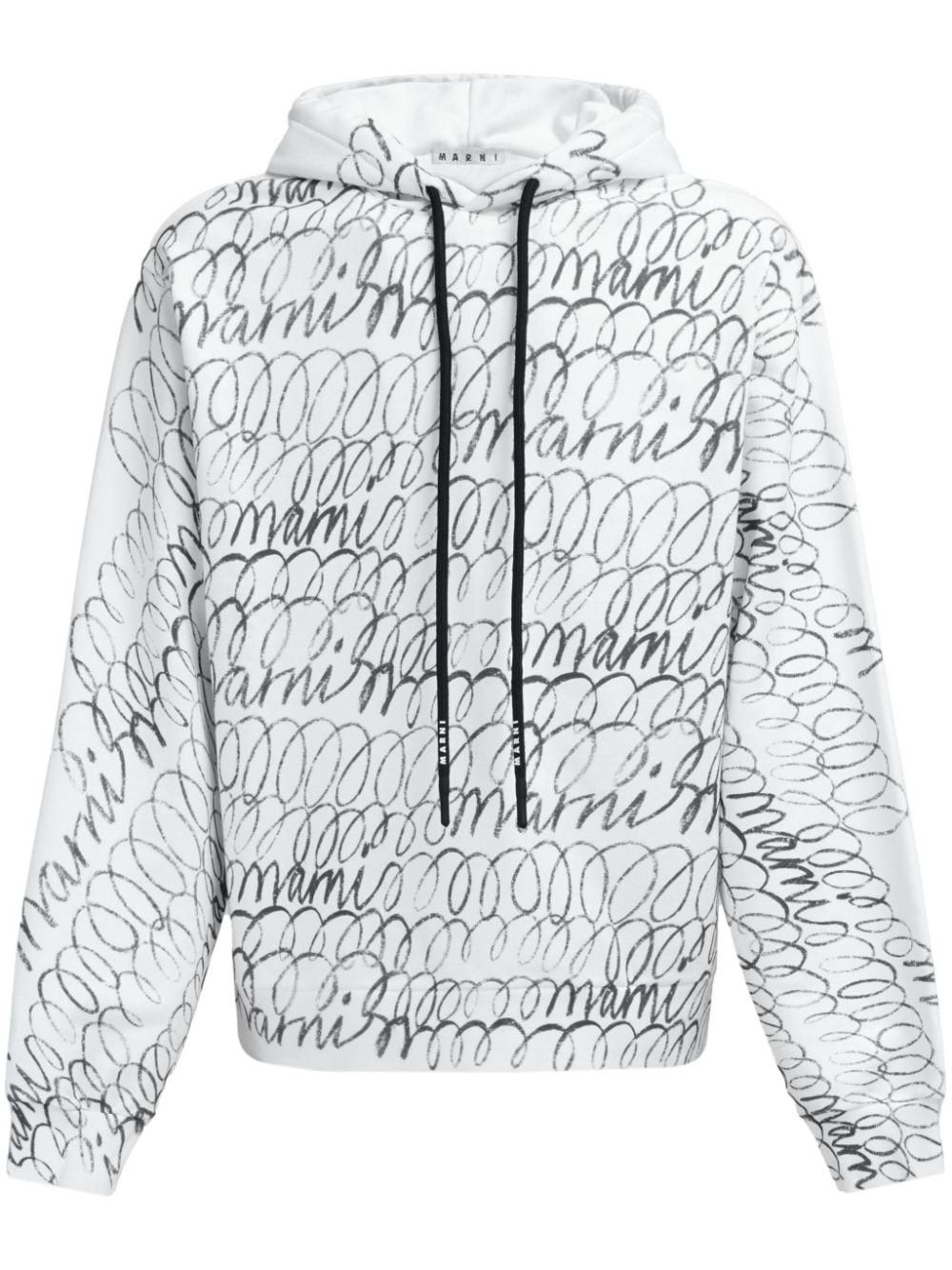 Marni o1w1db11025 Logo-Print Cotton Hoodie in White Size US M / EU 48-50 / 2 - 1 Thumbnail