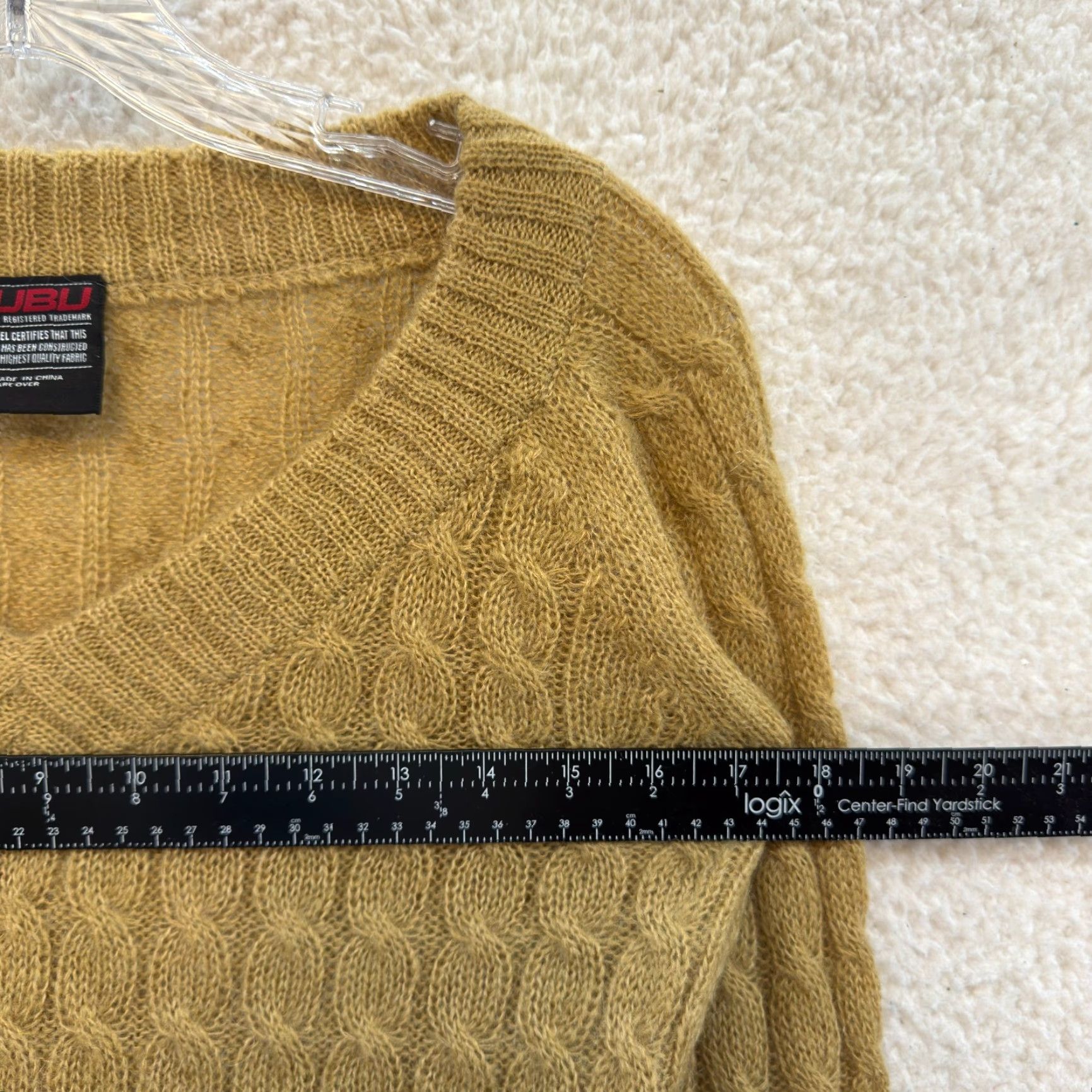 Fubu VINTAGE Fubu Crop Sweater XS Small Tan Khaki Cable Knit Preppy Academia Beige Womens Size XS / US 0-2 / IT 36-38 - 4 Thumbnail