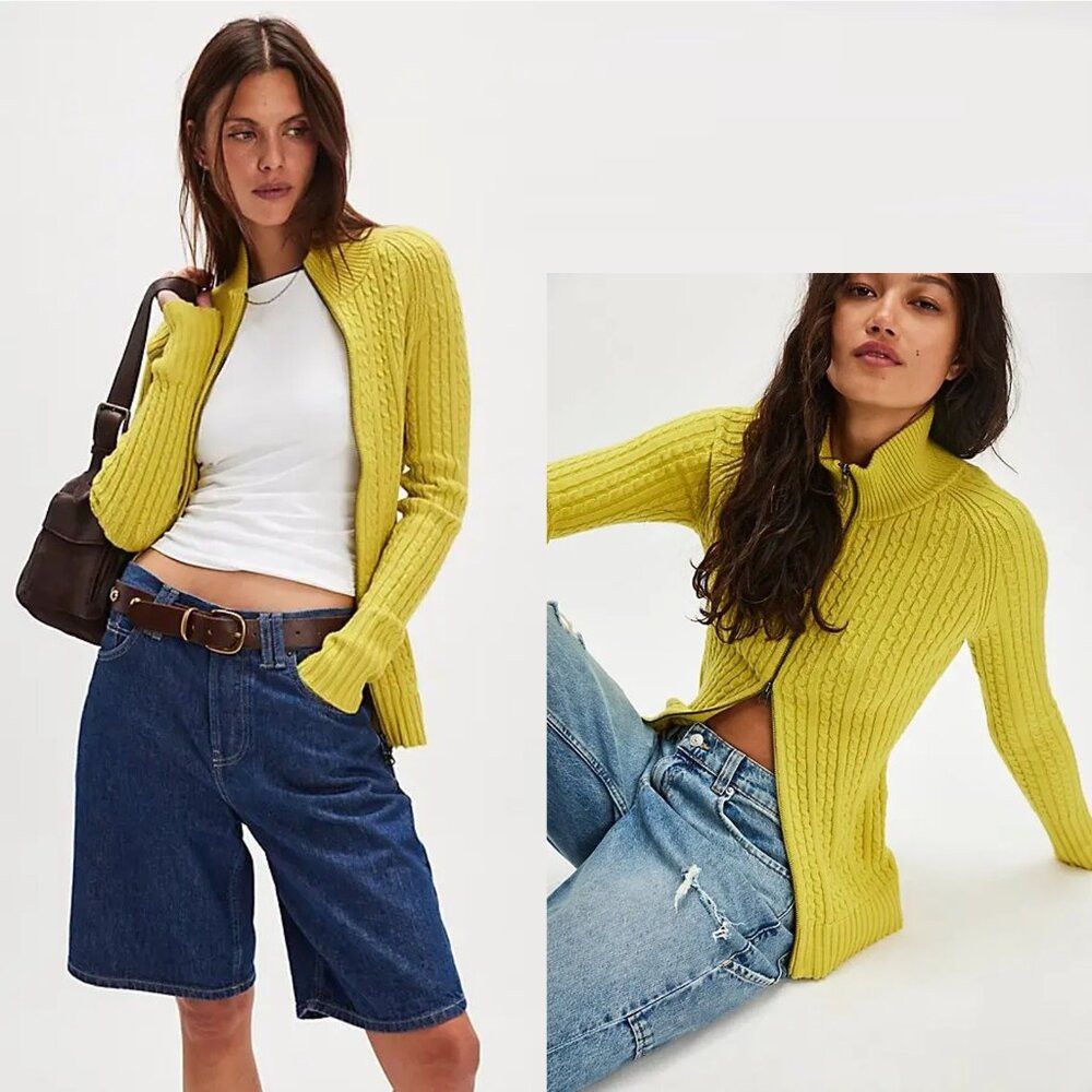 Free People NWT New Free People Eliza Mini Skirt Sweater Cardigan In Ch Size XS / US 0-2 / IT 36-38 - 1 Thumbnail