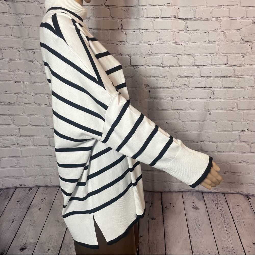 Adrianna Papell NWT New $89 Adrianna Papell White Black Stripe Turtleneck S Size XL / US 12-14 / IT 48-50 - 3 Thumbnail