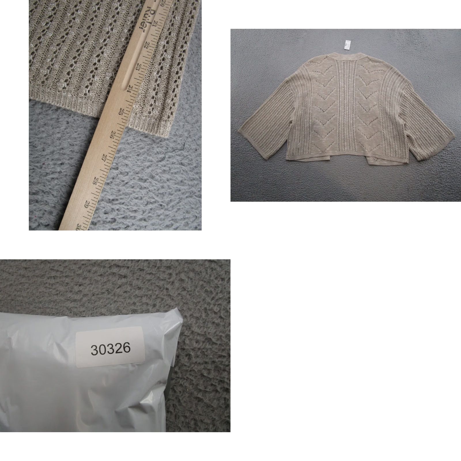 Vintage Maurices Women's Cardigan Shawl Open Front Knit Sweater 2XL Beige NEW Size XXL / US 16-18 / IT 52-54 - 8 Thumbnail