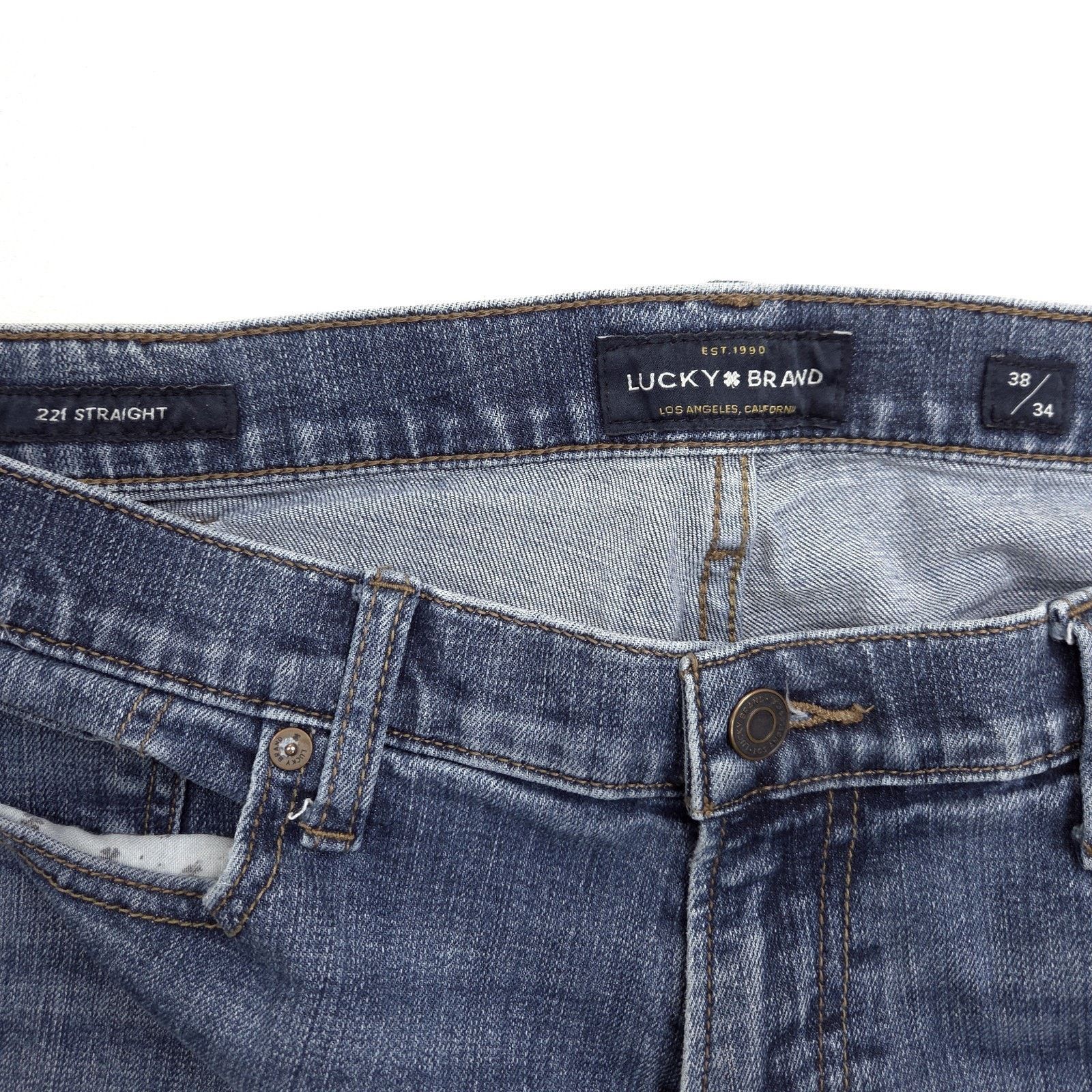Lucky Brand Lucky Brand 221 Straight Jeans Mens 38x33 Blue Stretch Size US 38 / EU 54 - 3 Thumbnail