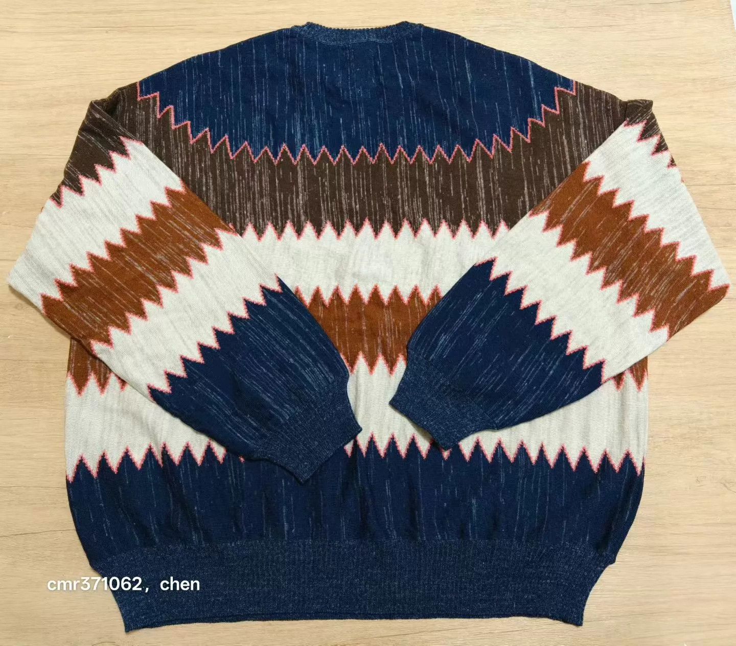 Visvim visvim 22SS Amplus Knit Zig-Zag Navy 3 Hand-Knit Wool-Linen Size US L / EU 52-54 / 3 - 4 Thumbnail