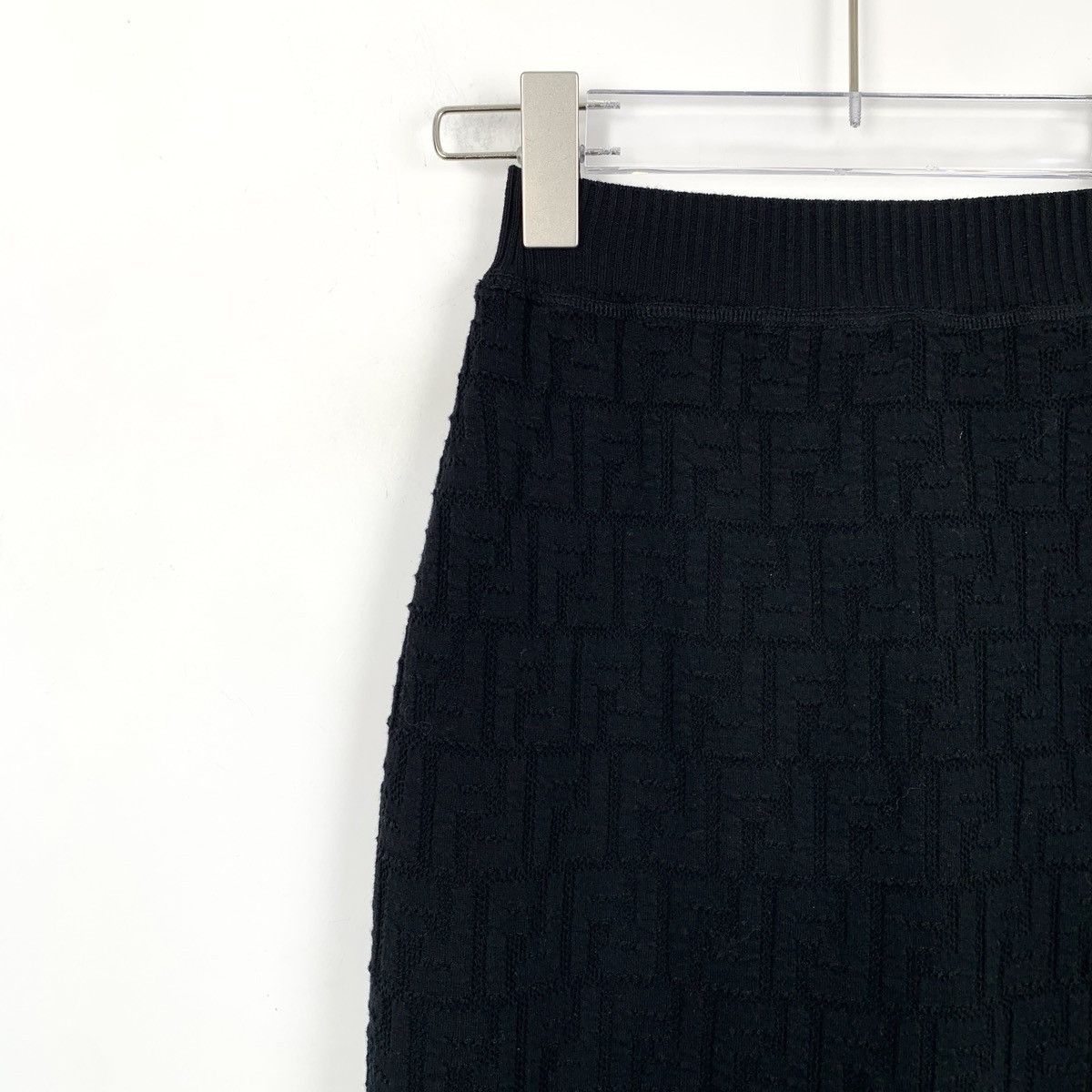 Fendi Fendi Black All-over Embossed Logo Knit Skirt K26WX Size 26" / US 2 / IT 38 - 3 Thumbnail