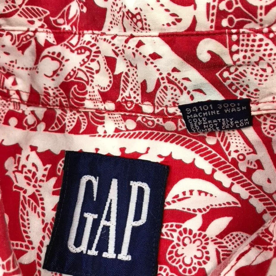 Gap VINTAGE Gap Shirt Mens M Red Paisley Camp Collar 90s Button-Up Cotton Short Sleeve Summer Casual Mens Size US M / EU 48-50 / 2 - 4 Thumbnail