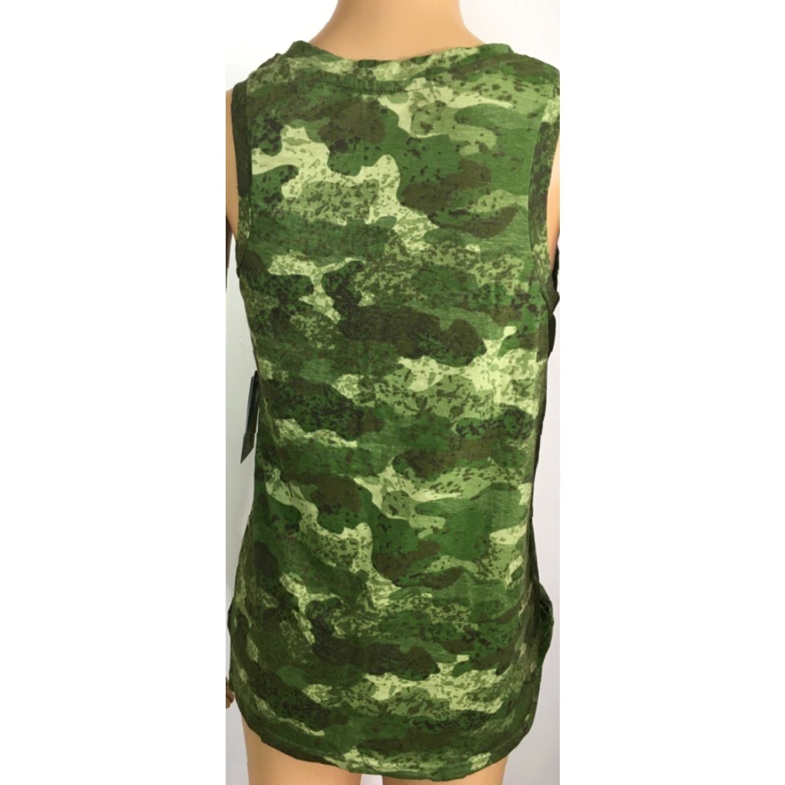 Olive Live Breathe Fight Womens Tank Top Green Camouflage Pink Ribbon Crew Neck L New Size L / US 10 / IT 46 - 2 Thumbnail