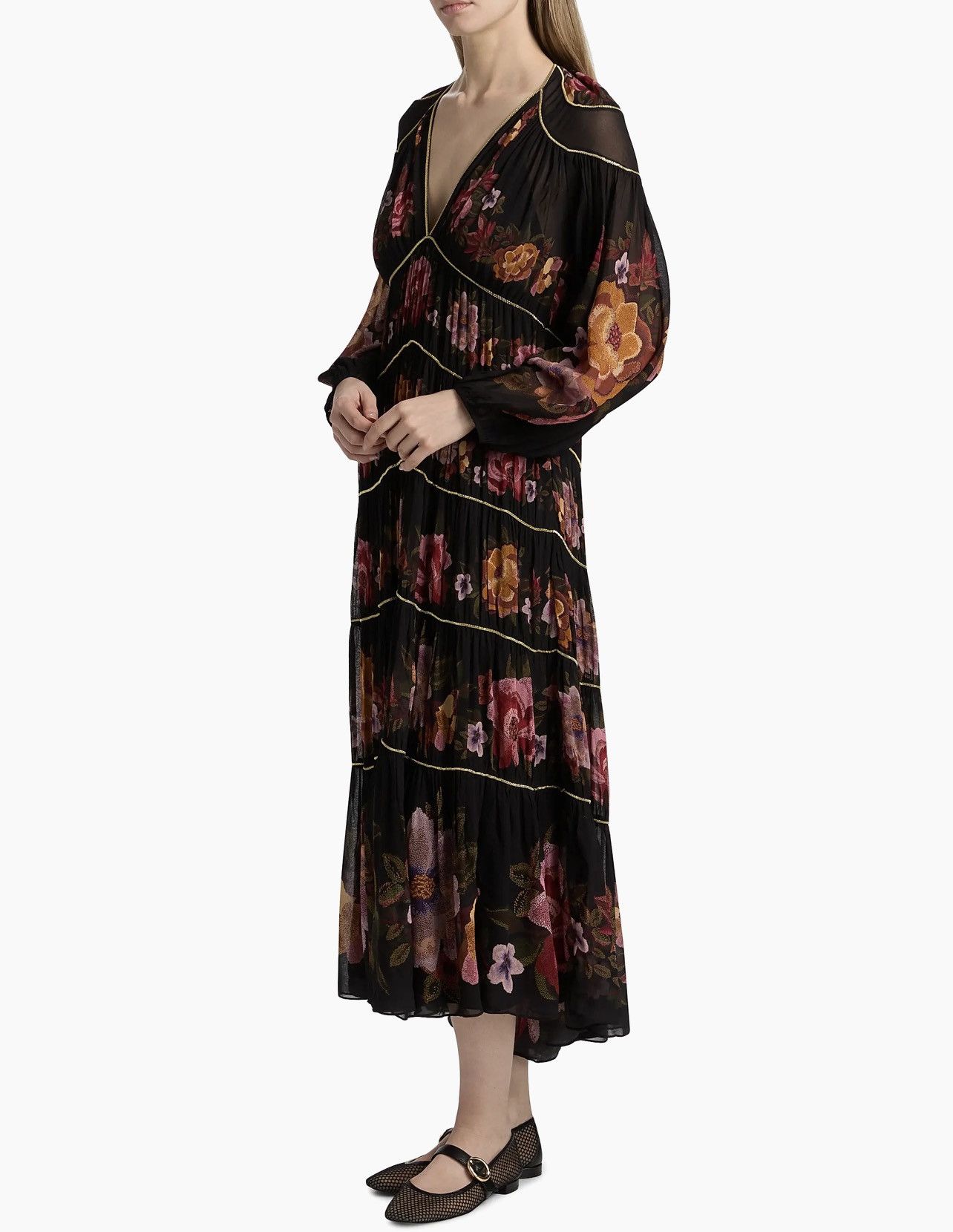 Farm Rio Farm Rio Chenille Flowers Floral V-Neck Maxi Dress size S Size S / US 4 / IT 40 - 6 Thumbnail