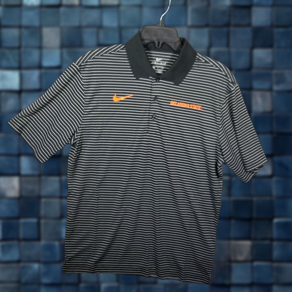 Nike VINTAGE Nike Oklahoma State Cowboys Polo Shirt Black White Striped Adult Small Dri-FIT Mens Size US S / EU 44-46 / 1 - 1 Thumbnail