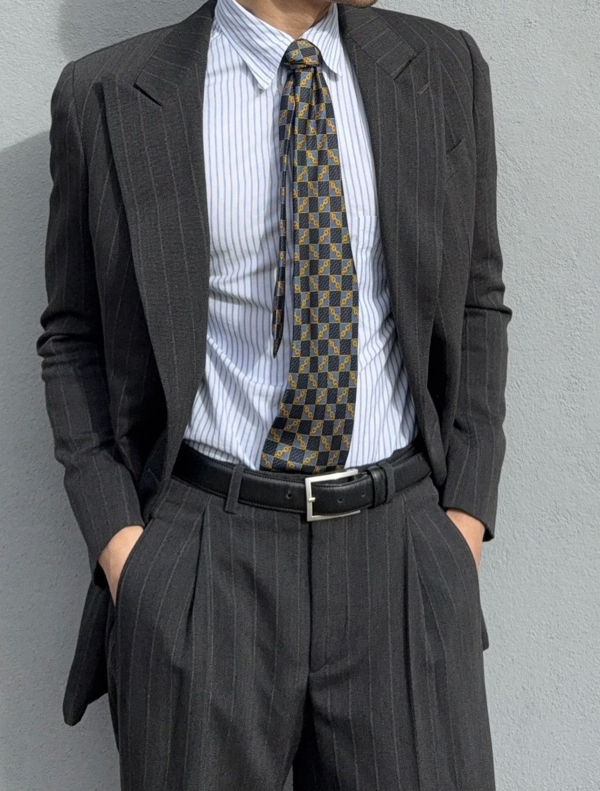 Giorgio Armani Giorgio Armani - 1990 Double Breasted Grey Powersuit Size 38R - 4 Thumbnail