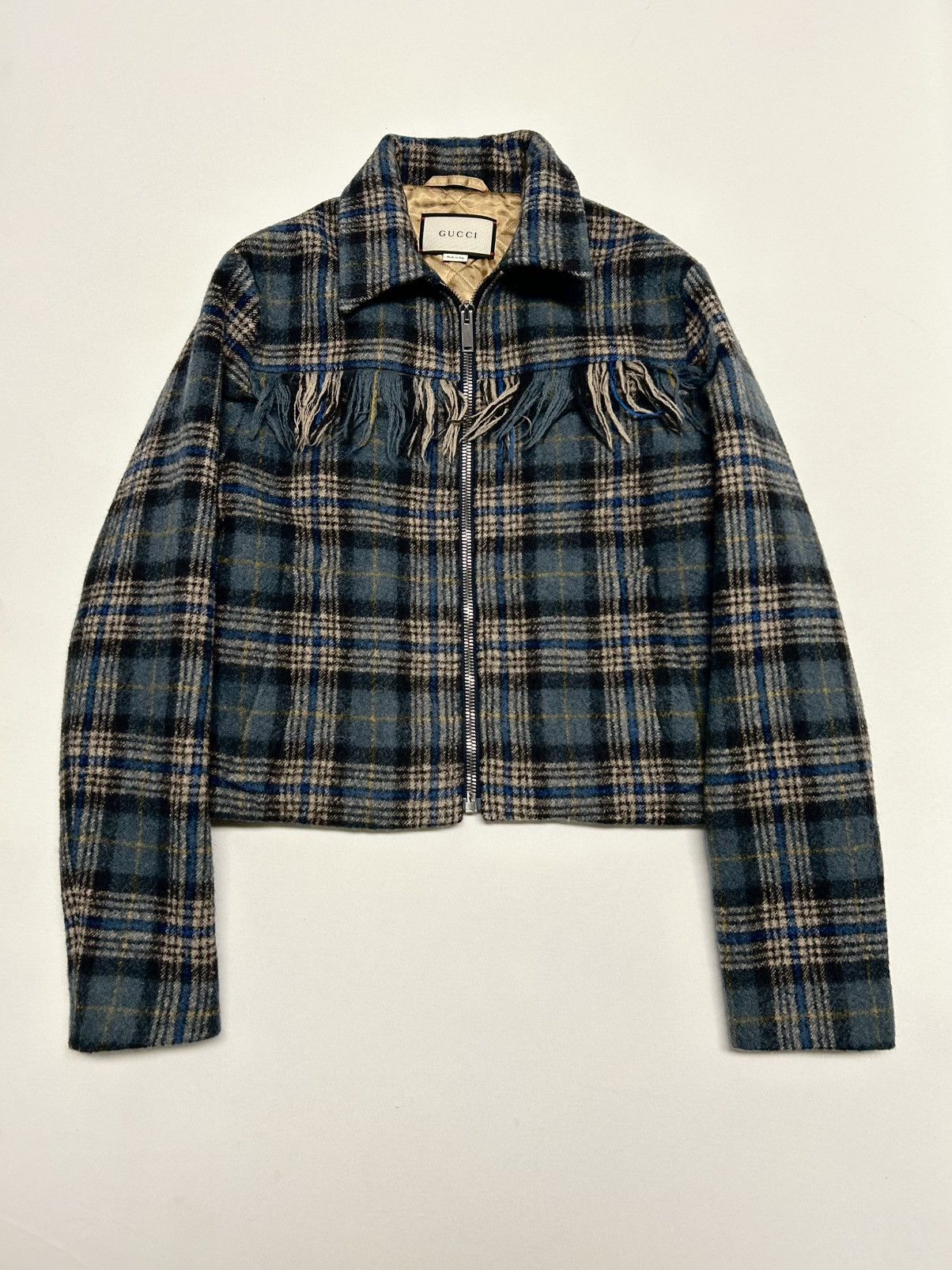 Gucci FW2017 1/1 Sample Fringe Plaid Zip Jacket Size US M / EU 48-50 / 2 - 7 Thumbnail