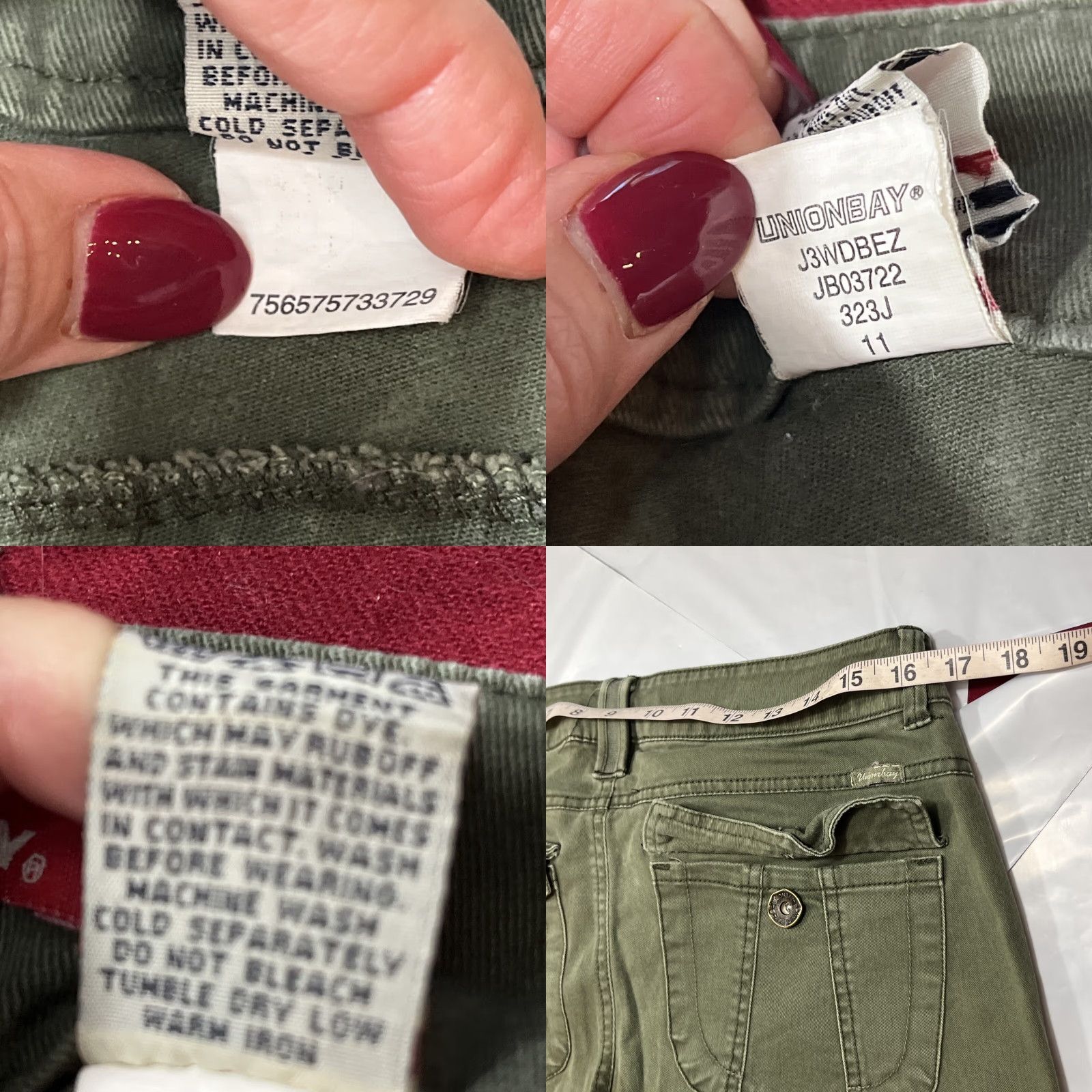 Vintage VINTAGE UnionBay GREEN y2k Cargo Pants Stretch Zip Leg Flap Pockets 9” Rise Tactical 11 Women Size 32" / US 10 / IT 46 - 9 Thumbnail