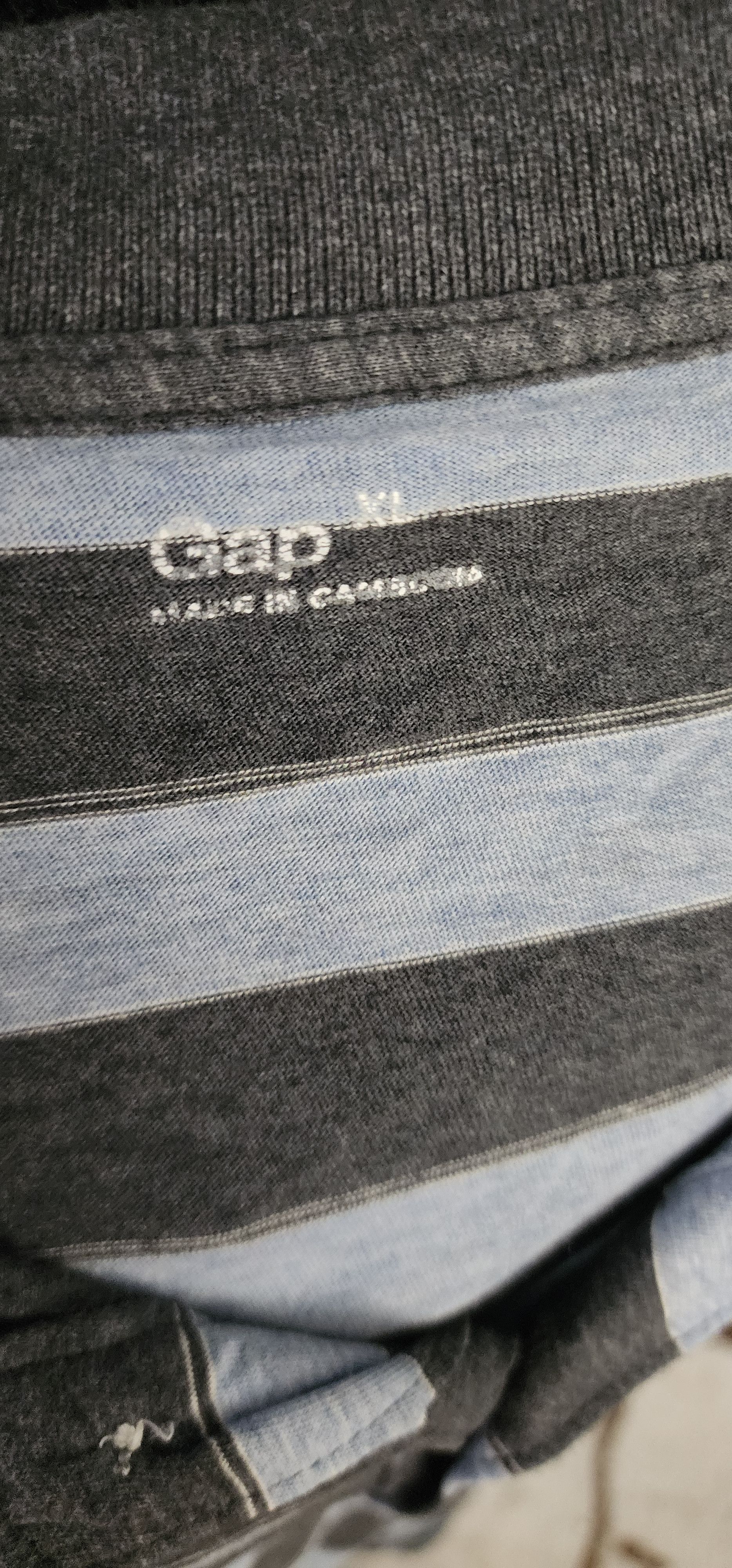 Gap Gap Heather Blue Gray Striped Short Sleeve Polo Shirt XL Size US XL / EU 56 / 4 - 3 Thumbnail