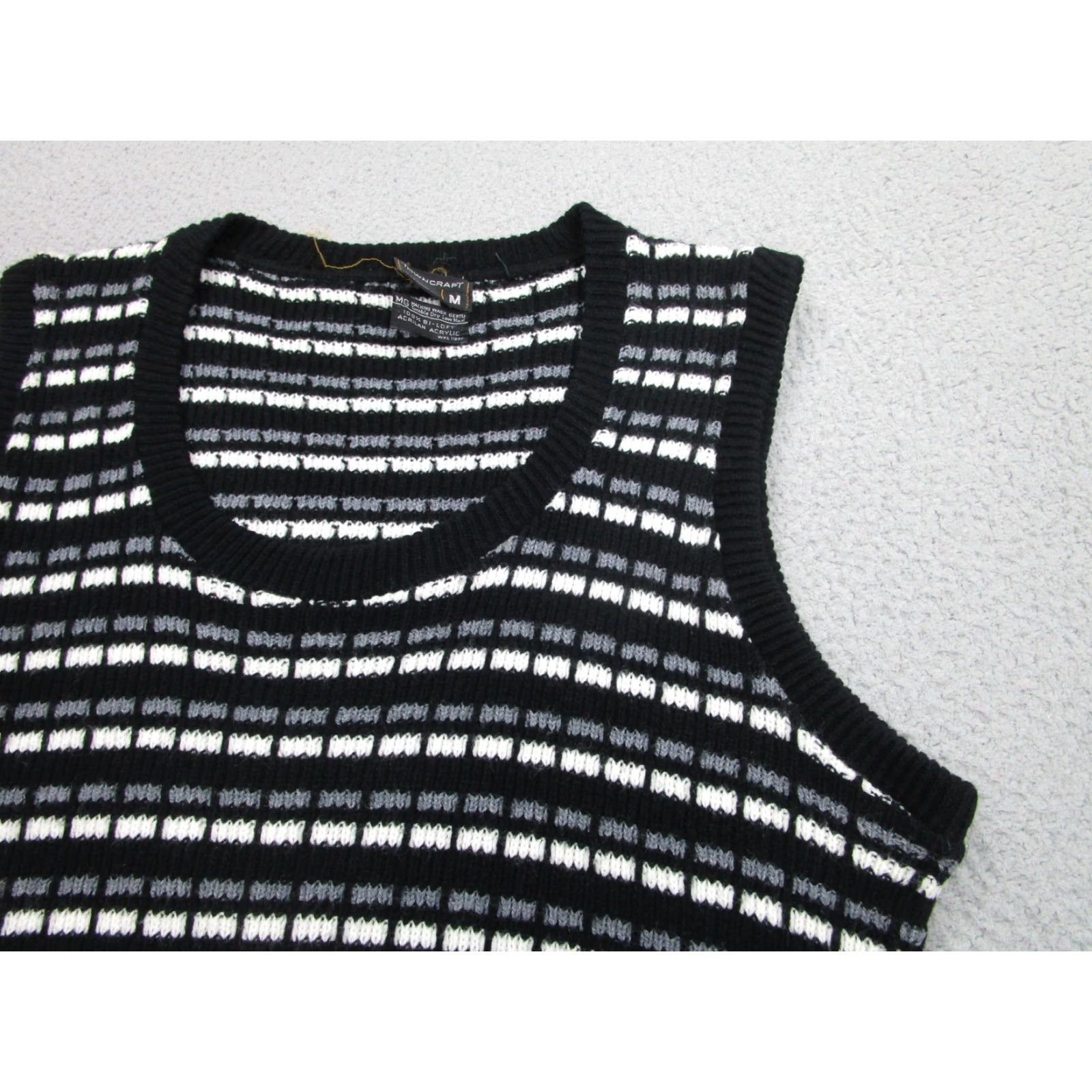 Vintage VINTAGE Towncraft Sweater Vest Mens M Black Striped Knit Acrylic 60s JC Penney Shirt Vest Mens M Black Striped Knit Acrylic Size US M / EU 48-50 / 2 - 2 Thumbnail