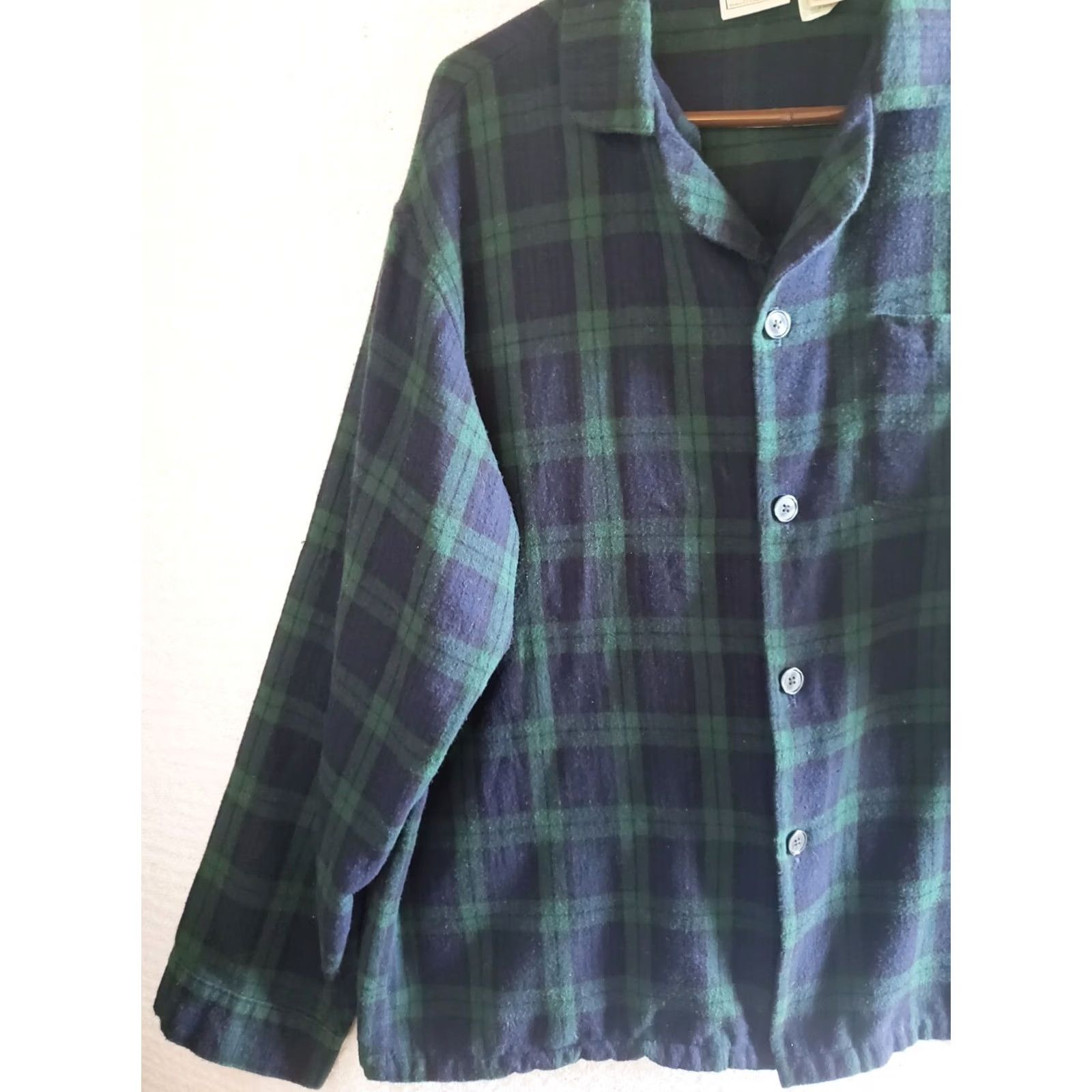 Vintage VINTAGE LL BEAN GREEN BLUE PLAID TARTAN FLANNEL PAJAMA TOP BUTTON UP SHIRT MENS L Size US L / EU 52-54 / 3 - 2 Thumbnail
