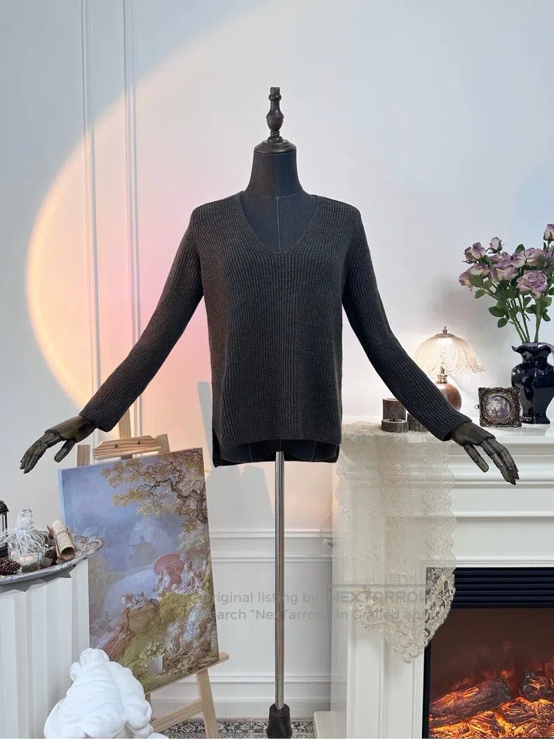 Hermes Hermes Cashmere Knit V-Neck Sweater, Brown Green Size XS / US 0-2 / IT 36-38 - 5 Thumbnail