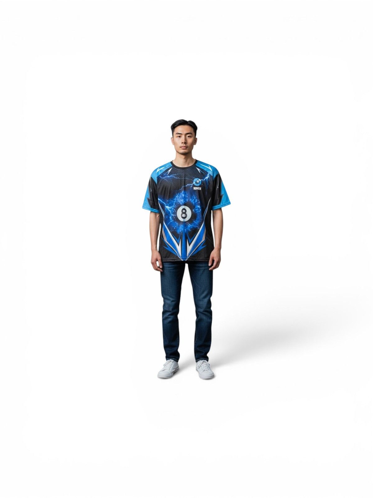 The Unbranded Brand 8 Ball Jersey Size Large Black & Baby Blue Size US L / EU 52-54 / 3 - 1 Thumbnail