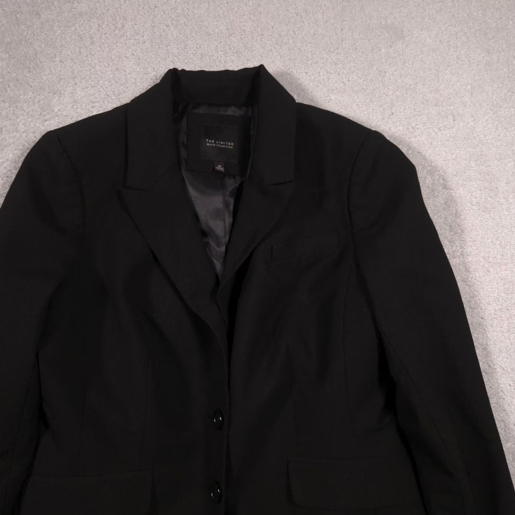 Vintage The Limited Blazer Womens 10 Black Two-Button Lined Stretch Suit Jacket Career Size L / US 10 / IT 46 - 3 Thumbnail