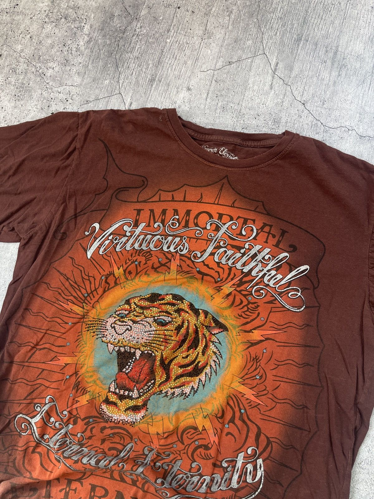 Affliction × Vintage Y2K Affliction Style Rhinestone Emperor Eternity Tee Size US L / EU 52-54 / 3 - 3 Thumbnail