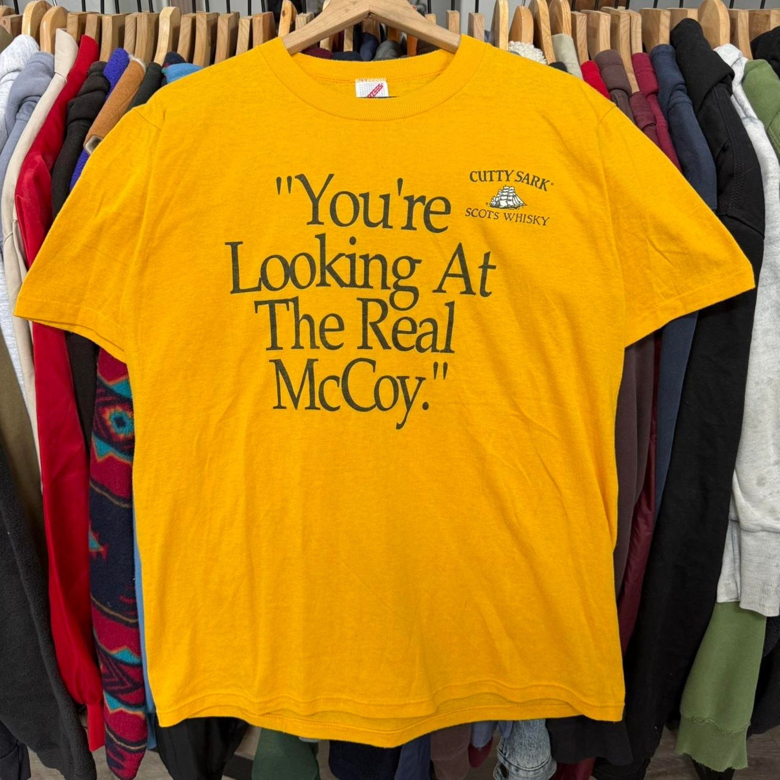 Jerzees Vintage 80s Cutty Sark Scots Whisky Promo Shirt Size US L / EU 52-54 / 3 - 1 Thumbnail
