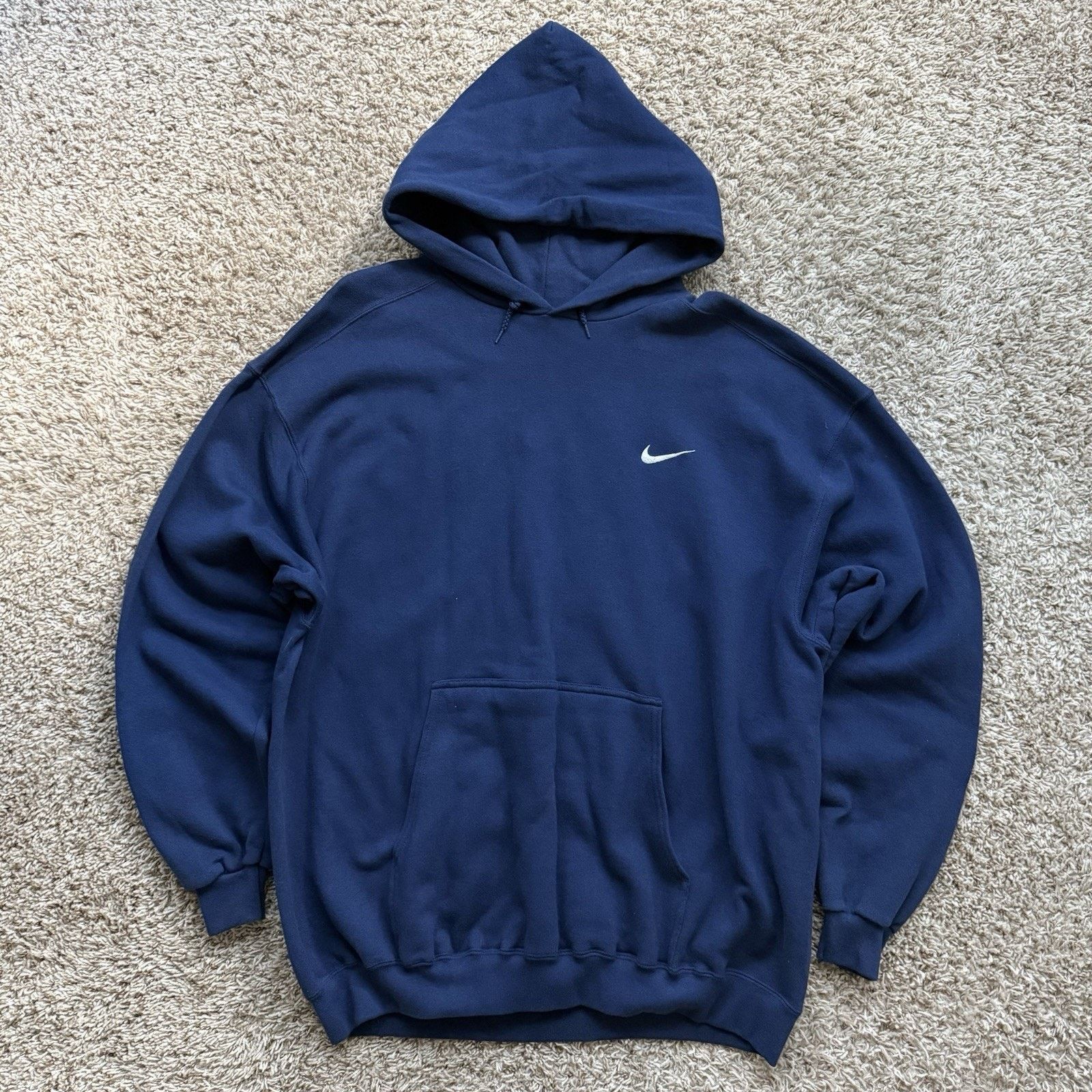 Nike × Vintage Vintage 90’s Nike Navy Blue Hoodie Made in USA Men’s Size XL Size US XL / EU 56 / 4 - 1 Thumbnail