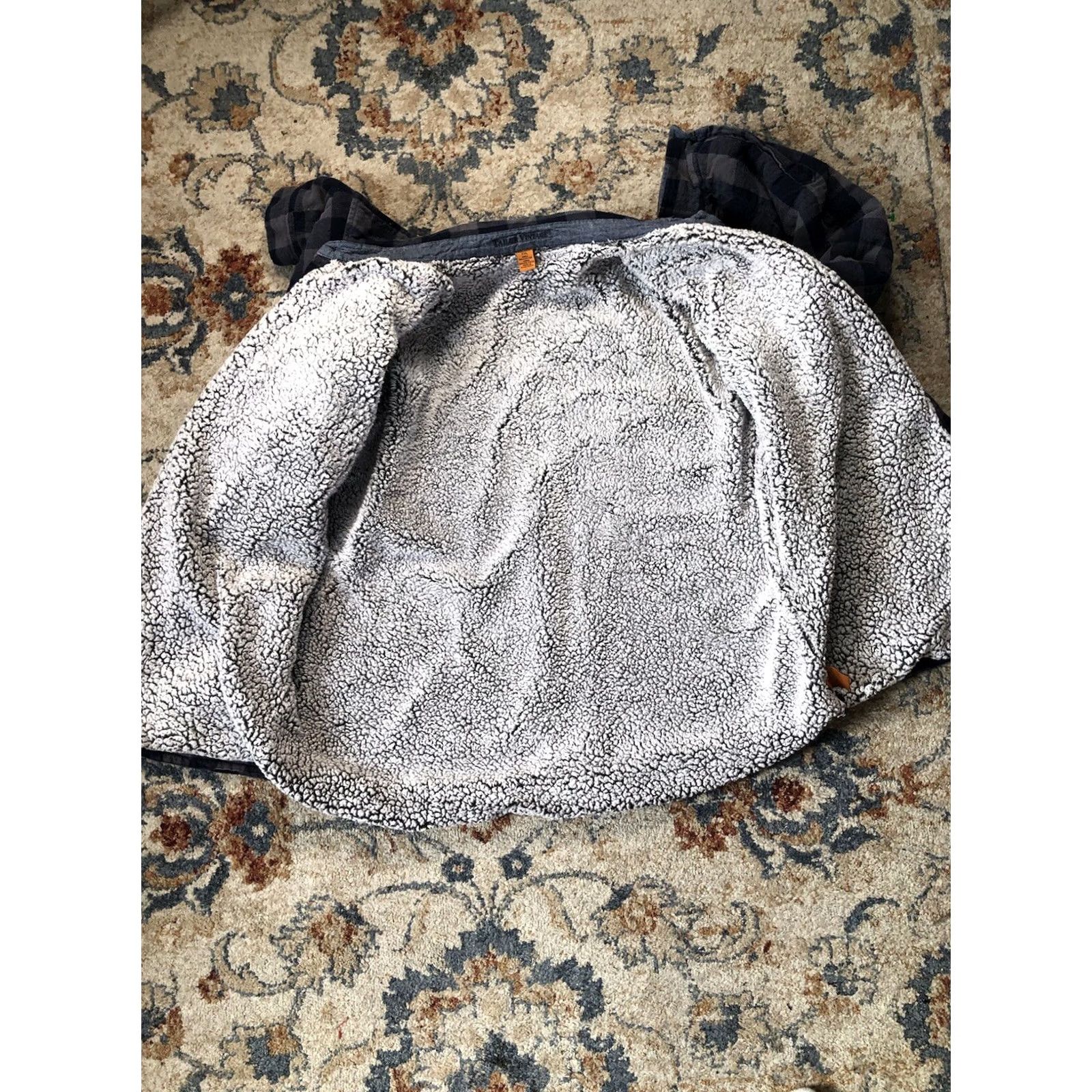Vintage Tailor Vintage Shirt Jacket Mens 2XL Blue Gray Buffalo Plaid Flannel Sherpa Long Buttoned Lined Cotton Wool Size US XXL / EU 58 / 5 - 7 Thumbnail
