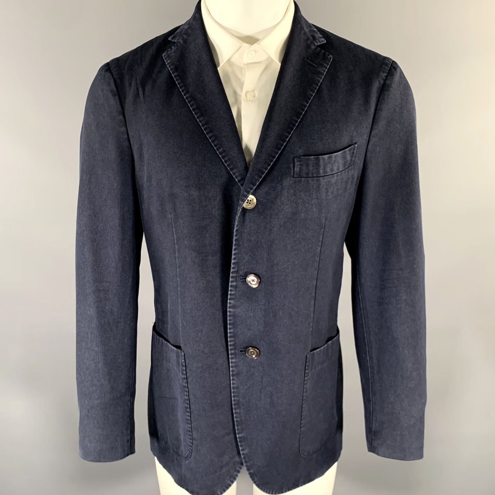 Boglioli BOGLIOLI Chest Size 40 Navy Wool Notch Lapel Sport Coat Size US XXS / EU 40 - 2 Thumbnail