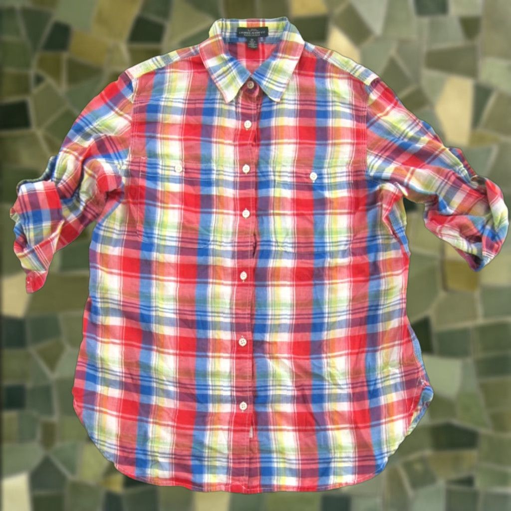 Ralph Lauren Ralph Lauren Green Label Blouse 100% Cotton Plaid Long Sleeve M Red Women Size M / US 6-8 / IT 42-44 - 1 Thumbnail