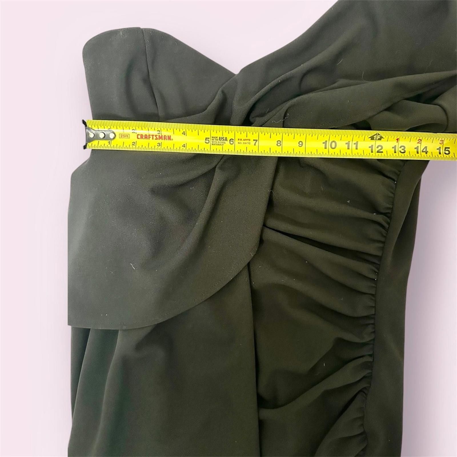Designer One Shoulder Mini Dress Ruched Bodycon Cocktail Party Black Size M / US 6-8 / IT 42-44 - 7 Thumbnail