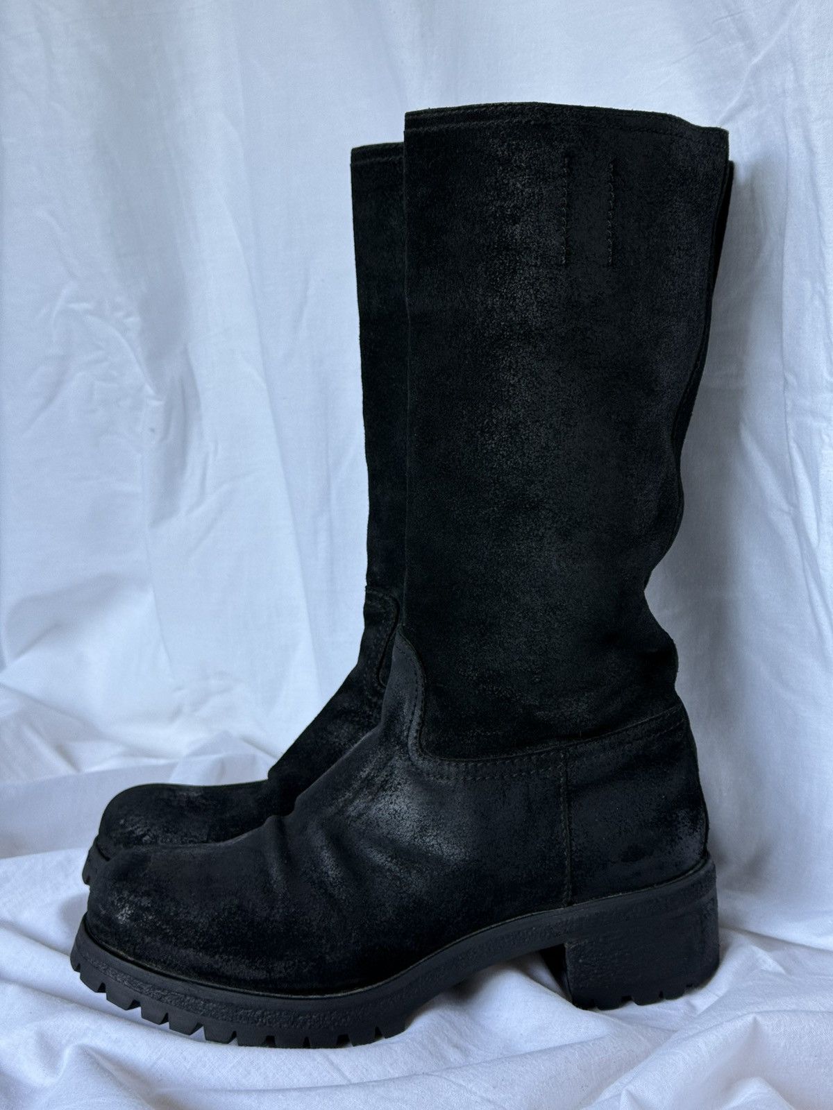 Prada RARE 🚨Prada Vintage Chunky Suede Black Biker Boots Size US 6.5 / IT 36.5 - 2 Thumbnail